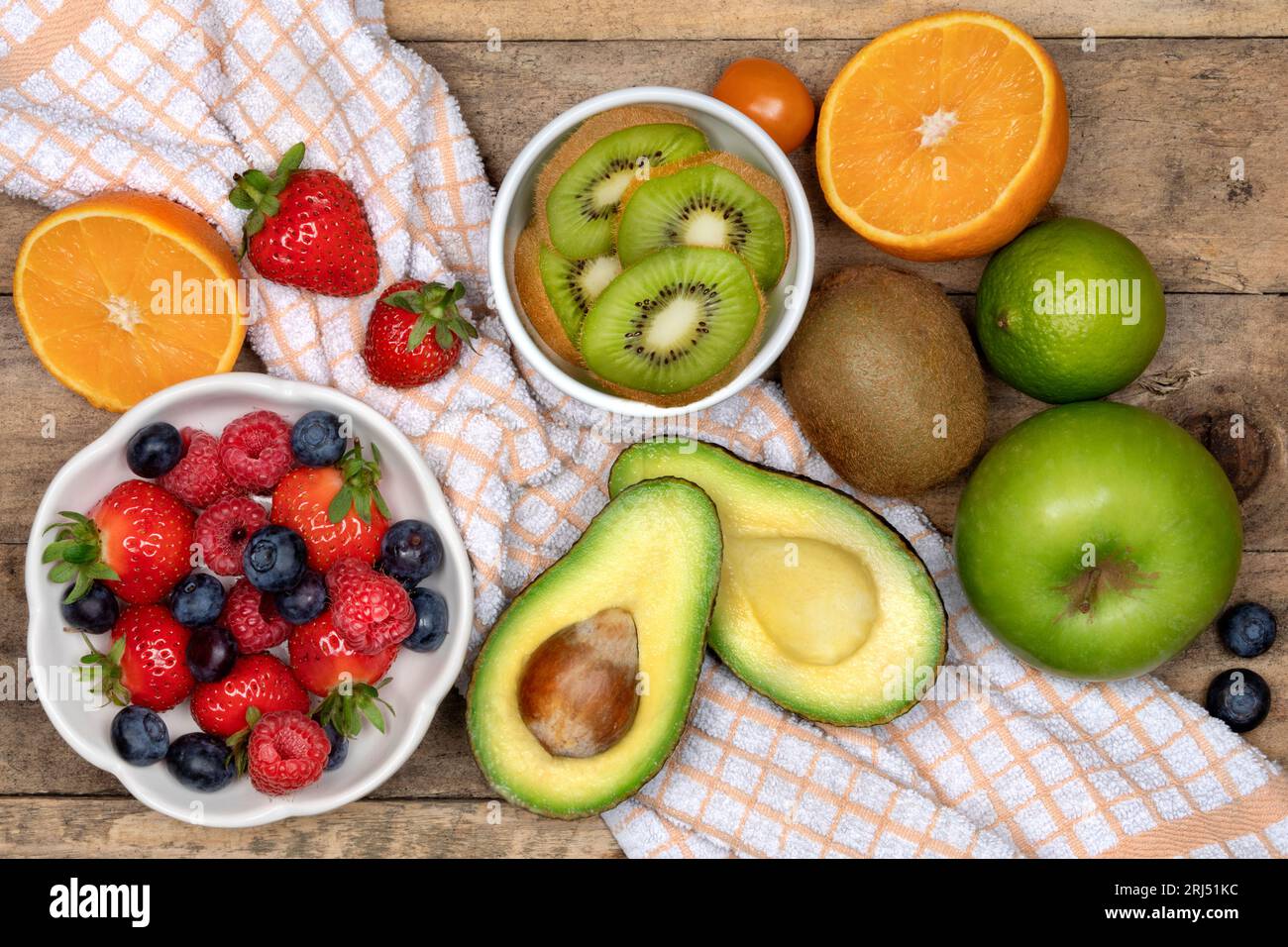 Gesunde Ernährung - Auswahl an frischem Obst Stockfoto
