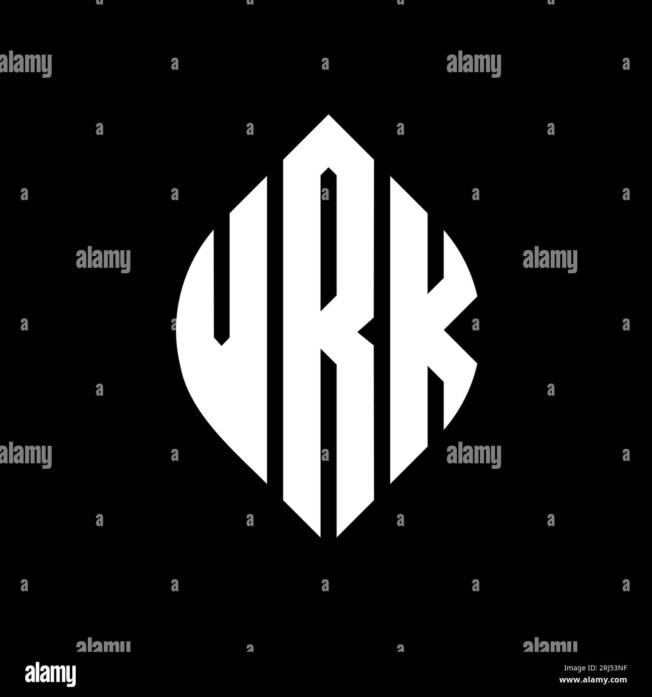 VRK kreisförmiges Logo mit Kreis- und Ellipsenform. VRK-Ellipsenbuchstaben im typografischen Stil. Die drei Initialen bilden ein kreisförmiges Logo. VRK CI Stock Vektor