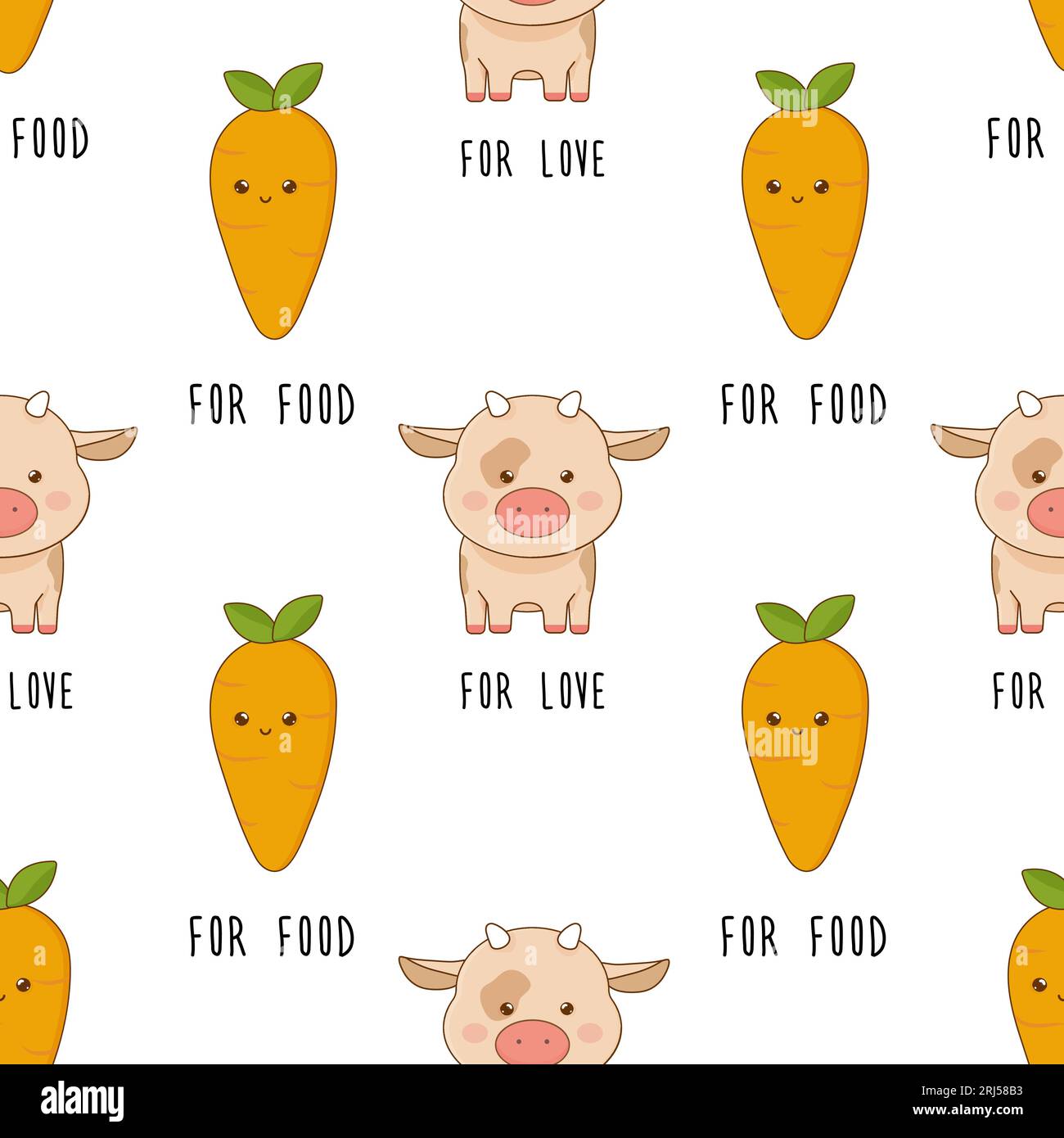 Muster nahtlose Tiere veganer Tag, Veganismus für die Liebe, für Essen. Vektorillustration Stock Vektor