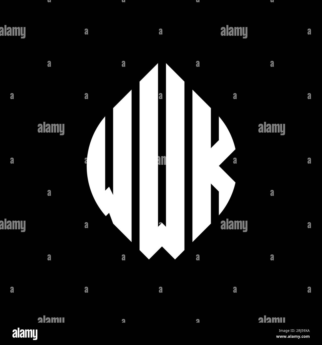 WWK Circle Letter Logo-Design mit Kreis- und Ellipsenform. WWK-Ellipsenbuchstaben im typografischen Stil. Die drei Initialen bilden ein kreisförmiges Logo. WWK-CI Stock Vektor