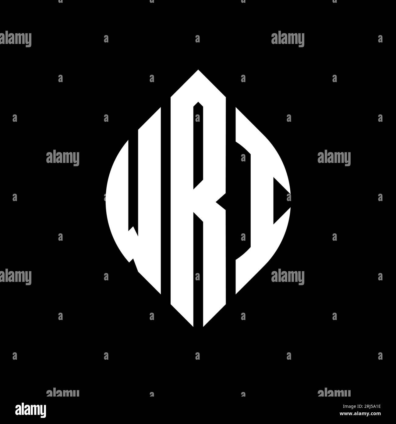 WRI-Logodesign mit kreisförmigem Buchstaben und Ellipsenform. WRI-Ellipsenbuchstaben im typografischen Stil. Die drei Initialen bilden ein kreisförmiges Logo. WRI CI Stock Vektor