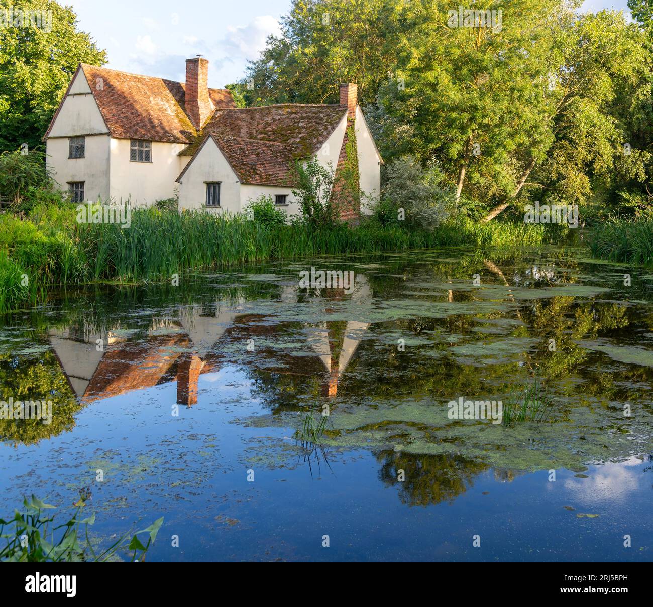 Willy Lott's House Cottage, River Stour, Flatford Mill, East Bergholt, Suffolk, England, Großbritannien Stockfoto