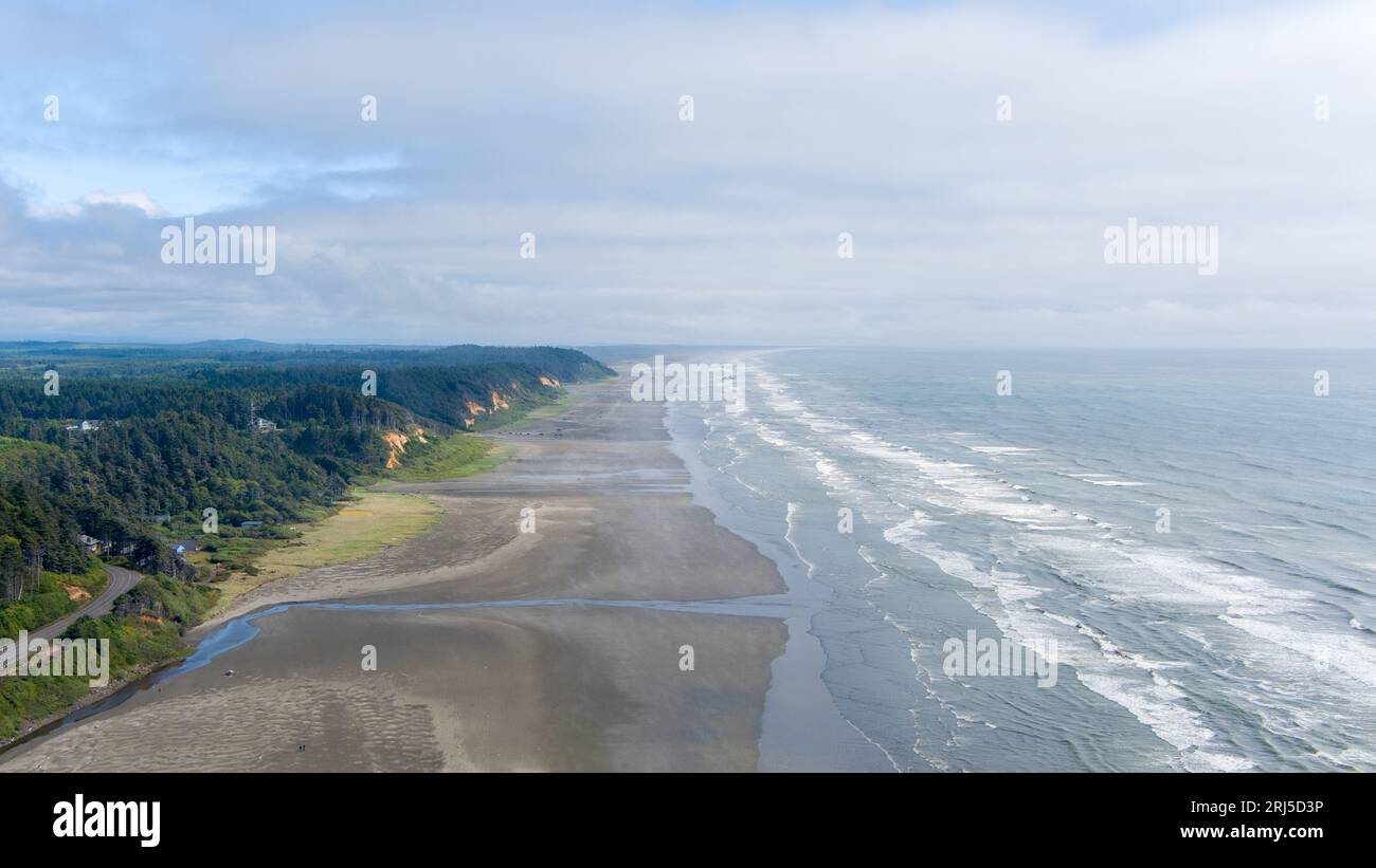 Luftaufnahme des Strandes in Seabrook, Washington Stockfoto