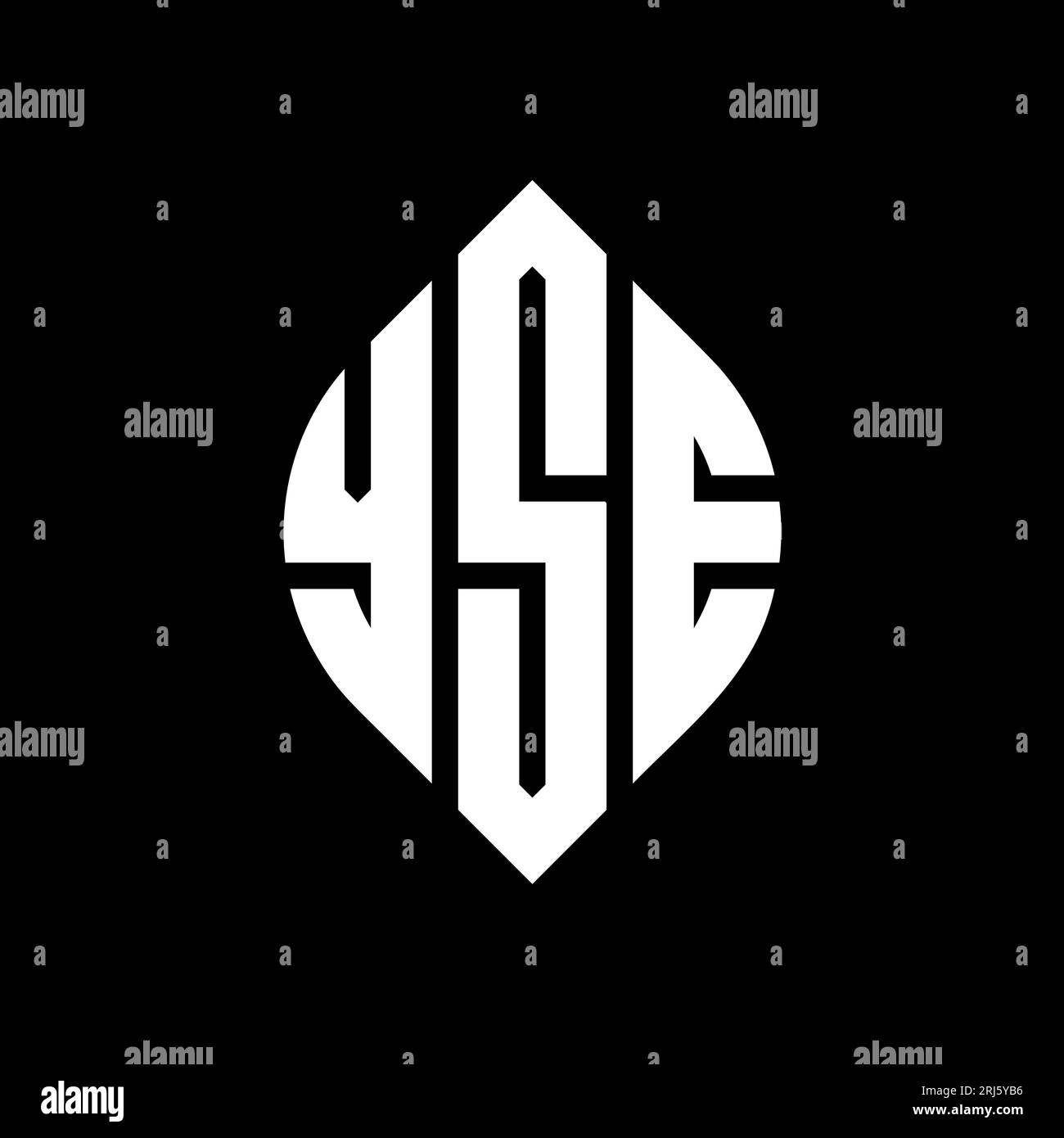 YSE kreisförmiges Logo mit Kreis- und Ellipsenform. YSE-Ellipsenbuchstaben im typografischen Stil. Die drei Initialen bilden ein kreisförmiges Logo. YSE CI Stock Vektor