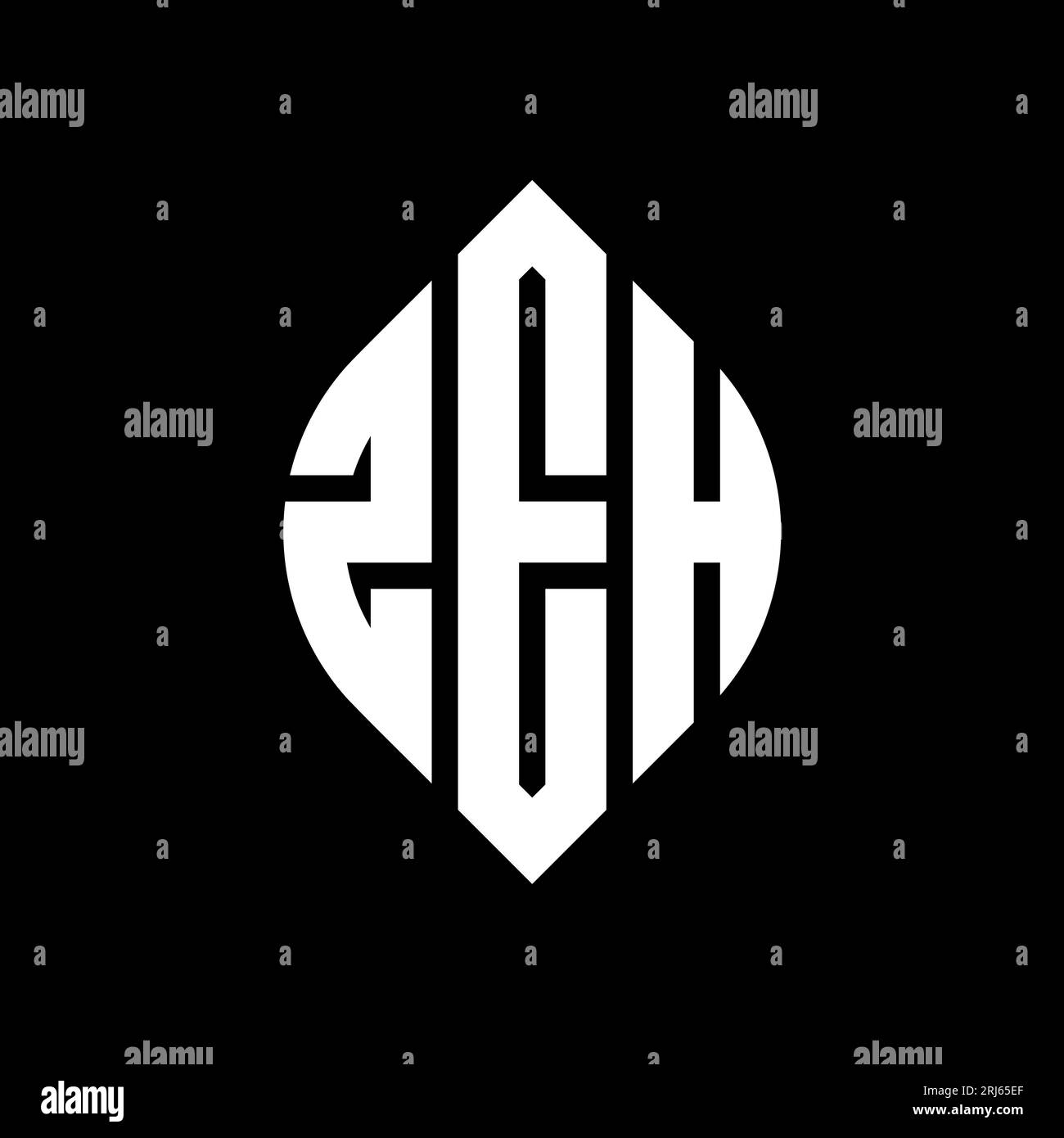 ZEH Circle Letter Logo-Design mit Kreis- und Ellipsenform. ZEH-Ellipsenbuchstaben im typografischen Stil. Die drei Initialen bilden ein kreisförmiges Logo. ZEH CI Stock Vektor
