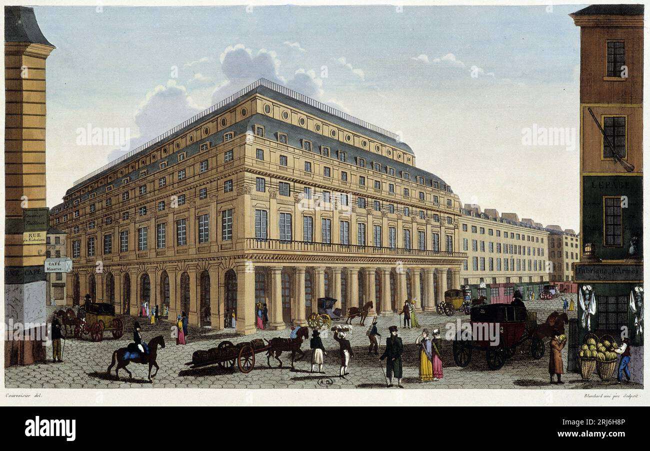 Le Theatre Francais. Tiefdruck par Courvoisier, 1827. Stockfoto