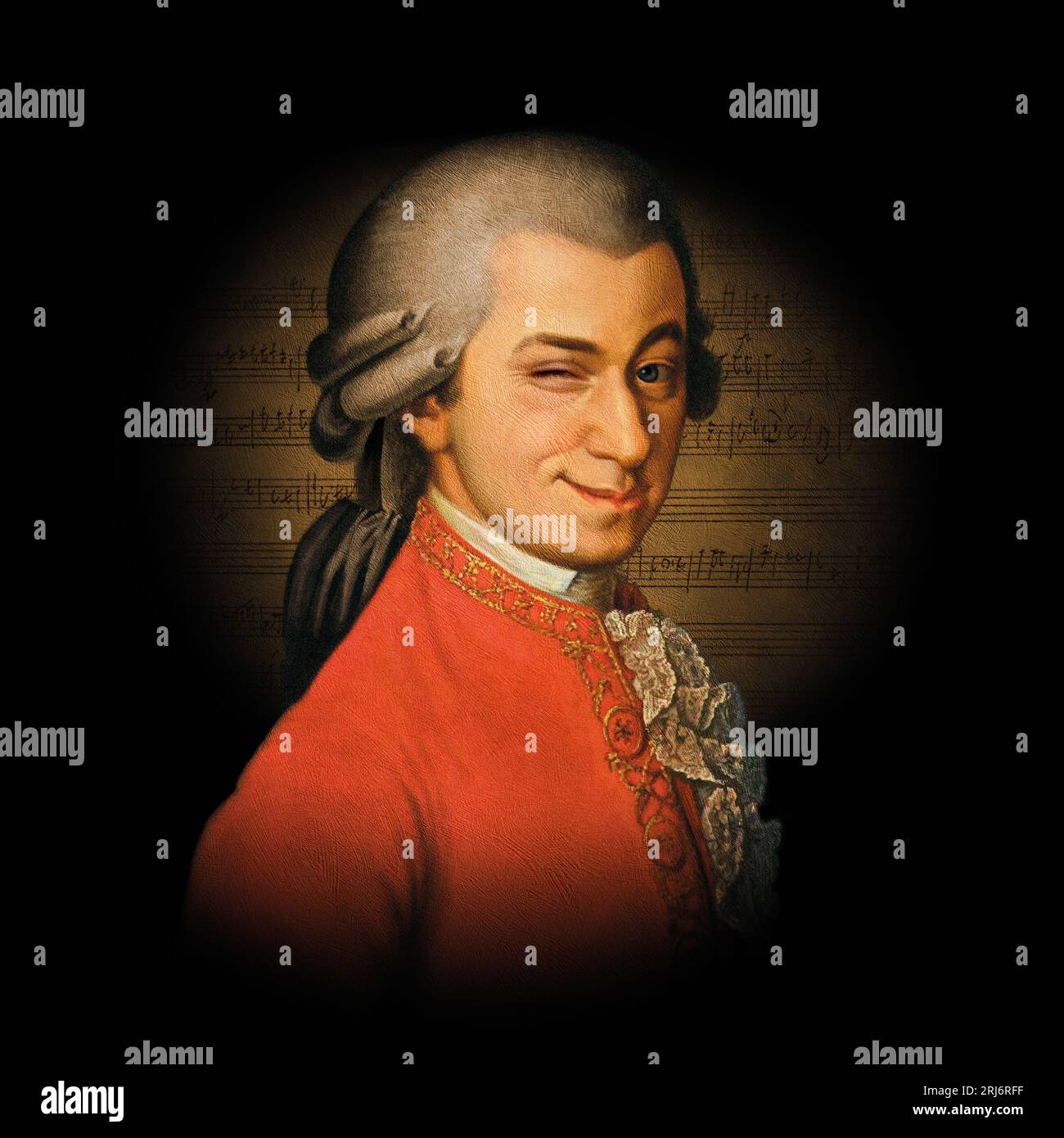 Parodie auf Mozart Portrait Stockfoto