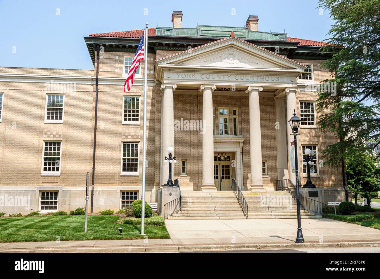 York South Carolina, York County Courthouse Gerichtsgebäude, historisch, außen, Vordereingang des Gebäudes Stockfoto