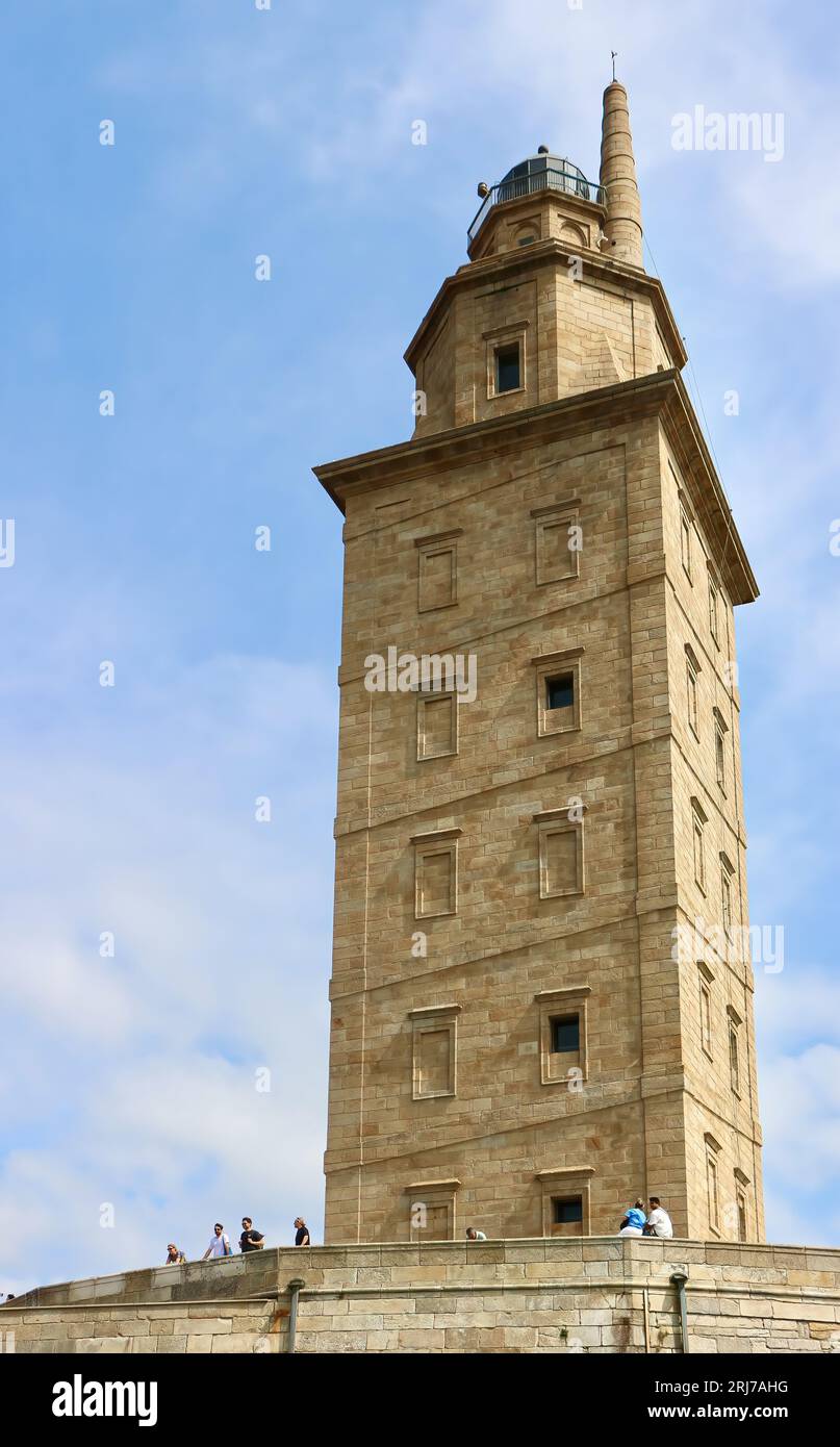 Historischer römischer Leuchtturm des Herkules aus dem 1. Jahrhundert, Der heute noch Als Coruña Galicia Spanien genutzt Wird Stockfoto