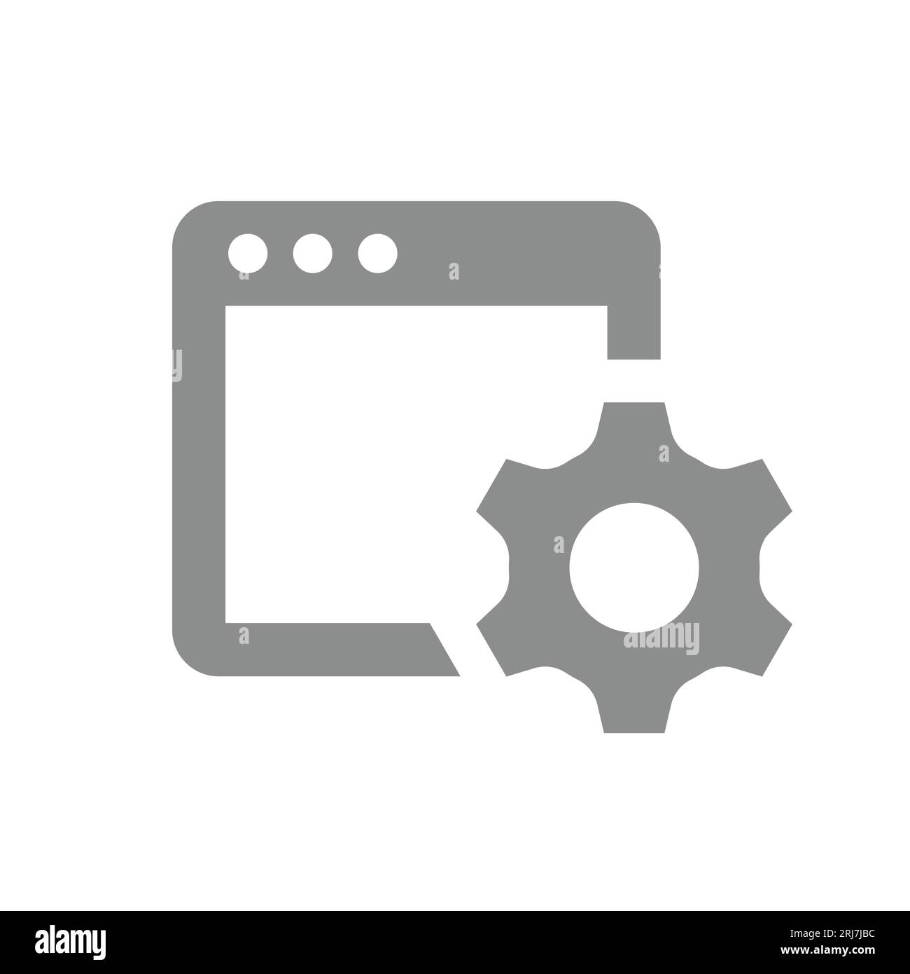 Webseite und Zahnradvektorsymbol. Einstellungen, Symbol im Admin-Bedienfeld. Stock Vektor