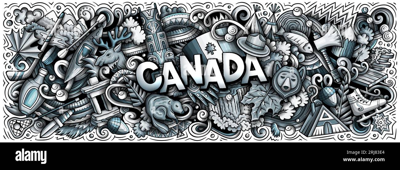 Kanadische Zeichentrickfilme. Komisches kanadisches Banner Stock Vektor