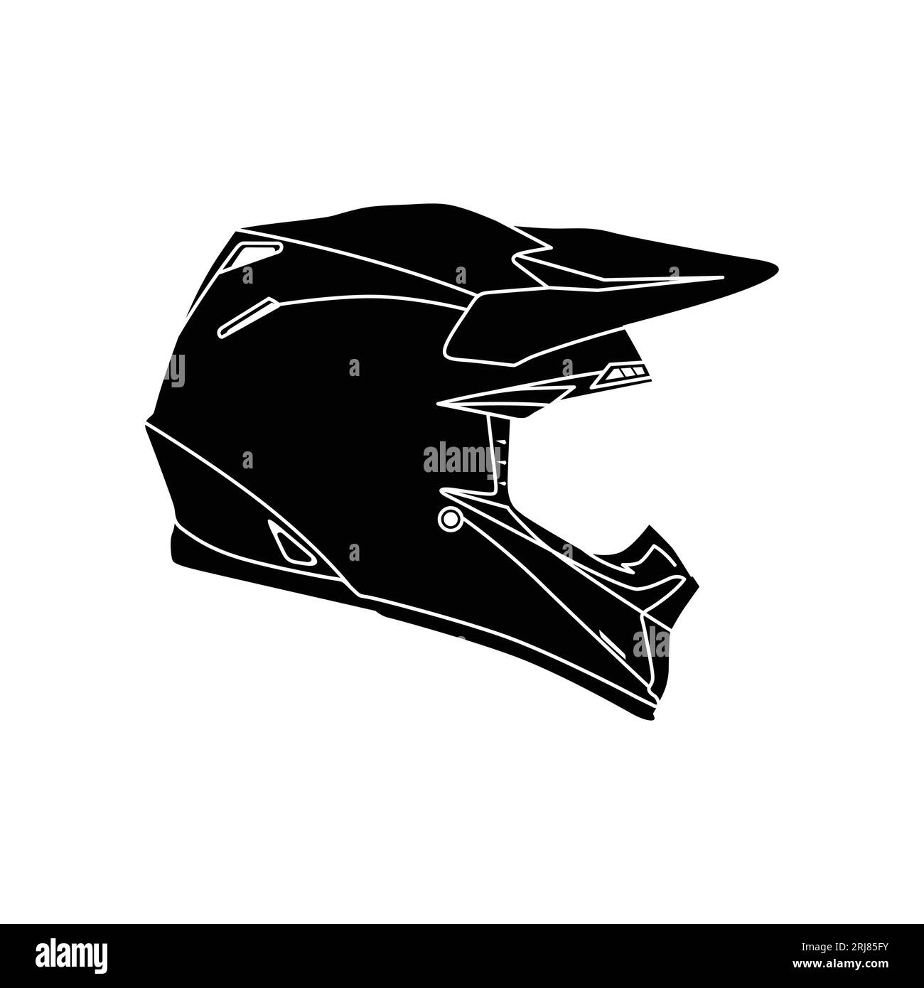 Motocross-Helm Silhouette Vector, Motocross-Rallye-Helm, Seitenansicht Stock Vektor