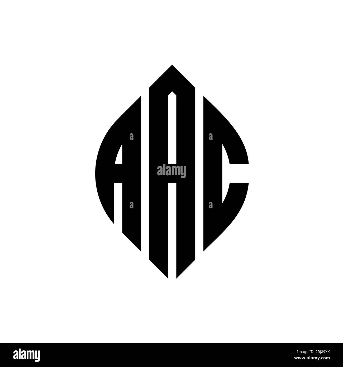 AAC kreisförmiges Logo mit Kreis- und Ellipsenform. AAC-Ellipsenbuchstaben im typografischen Stil. Die drei Initialen bilden ein kreisförmiges Logo. AAC CI Stock Vektor