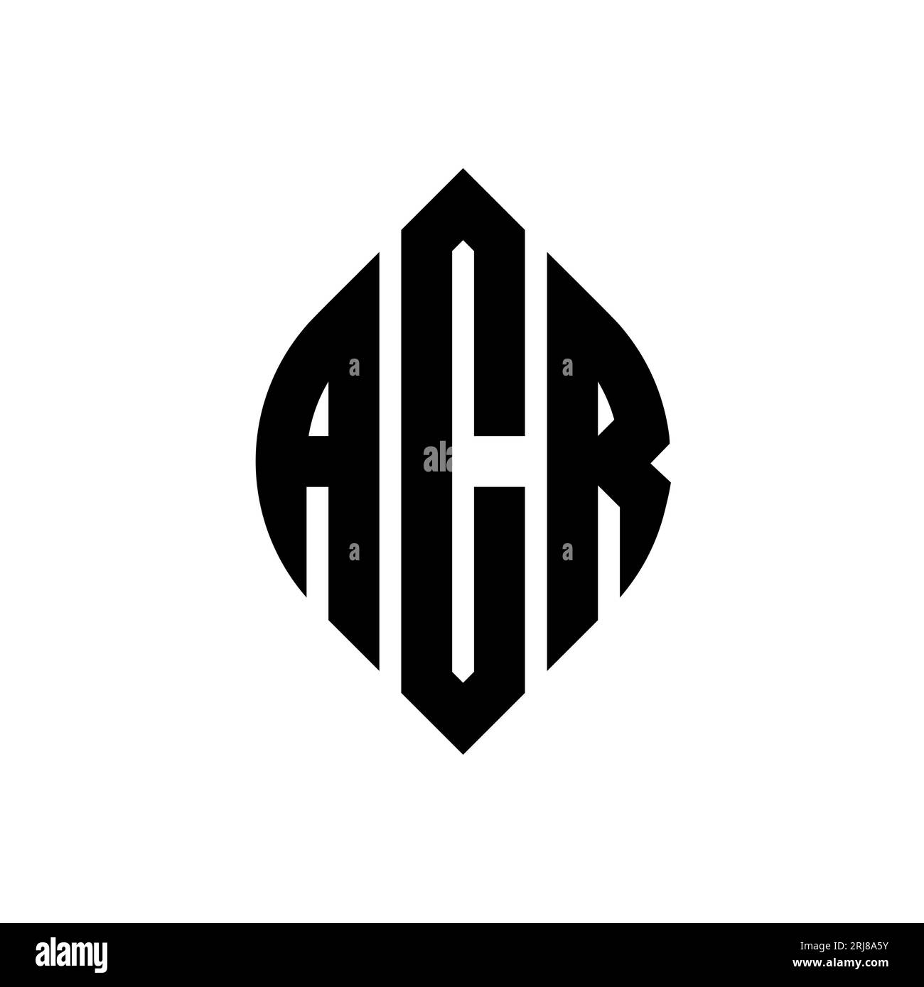 ACR-Logodesign mit kreisförmigem Buchstaben und Ellipsenform. ACR-Ellipsenbuchstaben im typografischen Stil. Die drei Initialen bilden ein kreisförmiges Logo. ACR-CI Stock Vektor