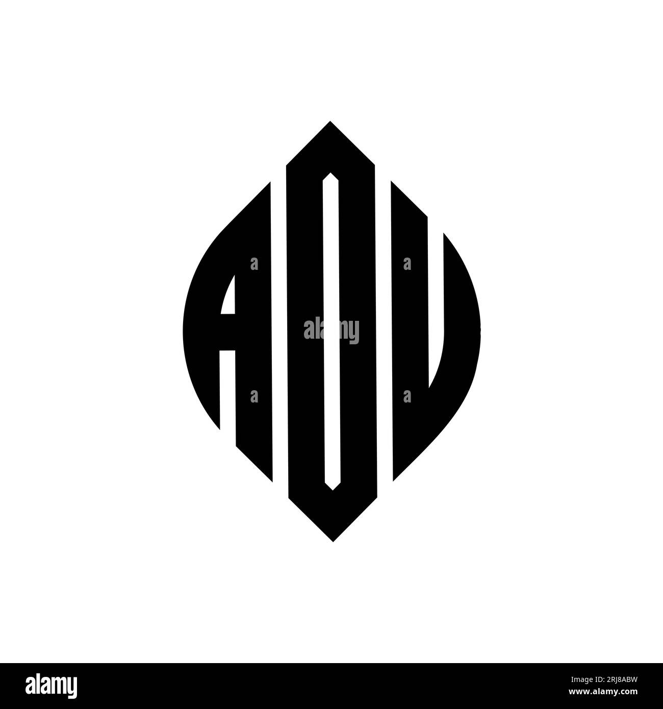 ADU-Logo mit kreisförmigem Buchstaben, Kreis- und Ellipsenform. ADU-Ellipsenbuchstaben im typografischen Stil. Die drei Initialen bilden ein kreisförmiges Logo. ADU-CI Stock Vektor