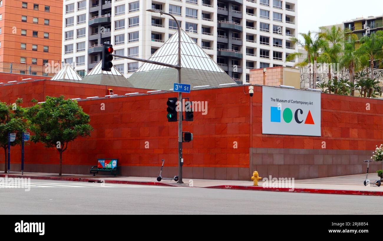 Los Angeles, Kalifornien: Blick auf das MOCA Museum of Contemporary Art in der 250 S Grand Ave, Los Angeles Stockfoto