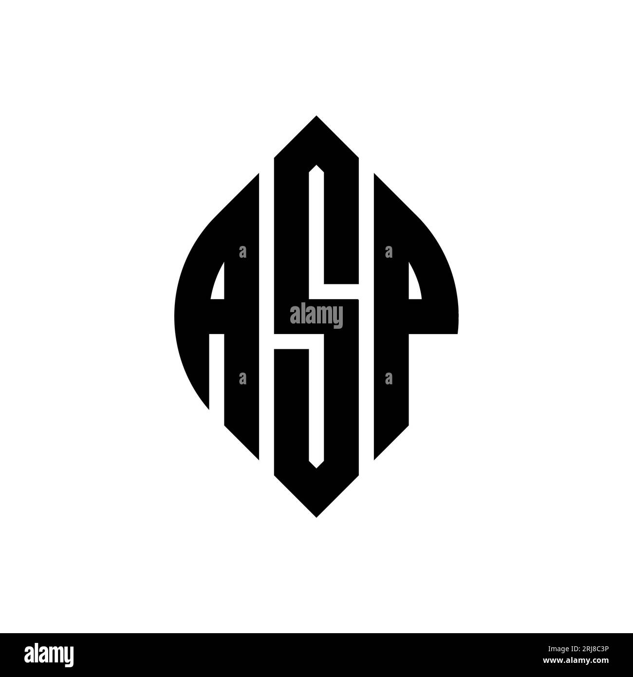 ASP Circle Letter Logo-Design mit Kreis- und Ellipsenform. ASP-Ellipsenbuchstaben im typografischen Stil. Die drei Initialen bilden ein kreisförmiges Logo. ASP CI Stock Vektor