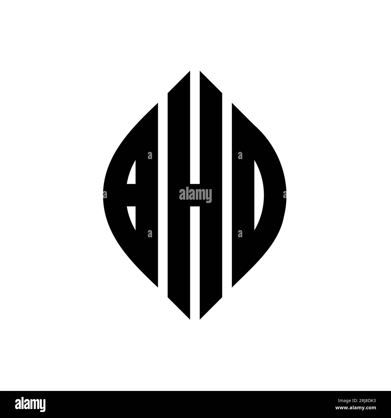 BHO-Logodesign mit kreisförmigem Buchstaben und Ellipsenform. BHO-Ellipsenbuchstaben im typographischen Stil. Die drei Initialen bilden ein kreisförmiges Logo. BHO CI Stock Vektor