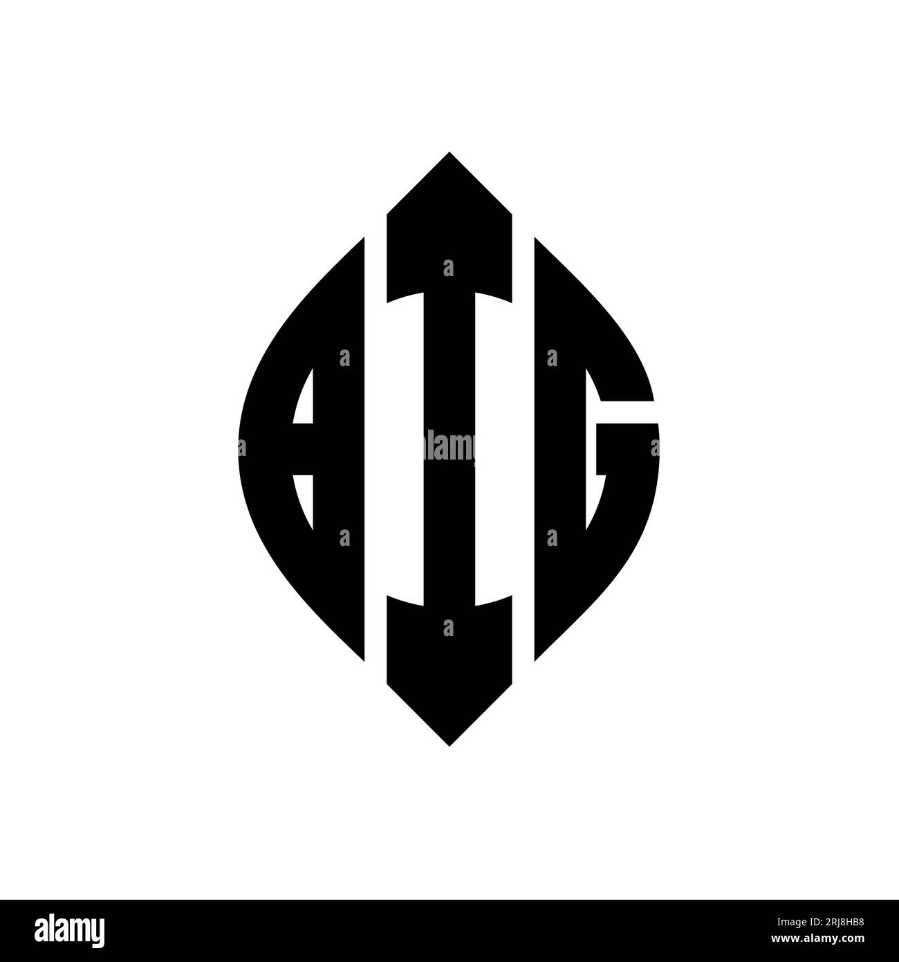 Logodesign mit GROSSEM Kreis und Ellipsenform. GROSSE Ellipsenbuchstaben im typografischen Stil. Die drei Initialen bilden ein kreisförmiges Logo. BIG CI Stock Vektor