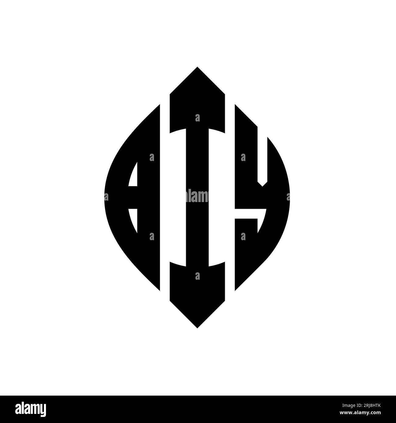 BIY Circle Letter Logo-Design mit Kreis- und Ellipsenform. BIY-Ellipsenbuchstaben im typografischen Stil. Die drei Initialen bilden ein kreisförmiges Logo. BIY-CI Stock Vektor