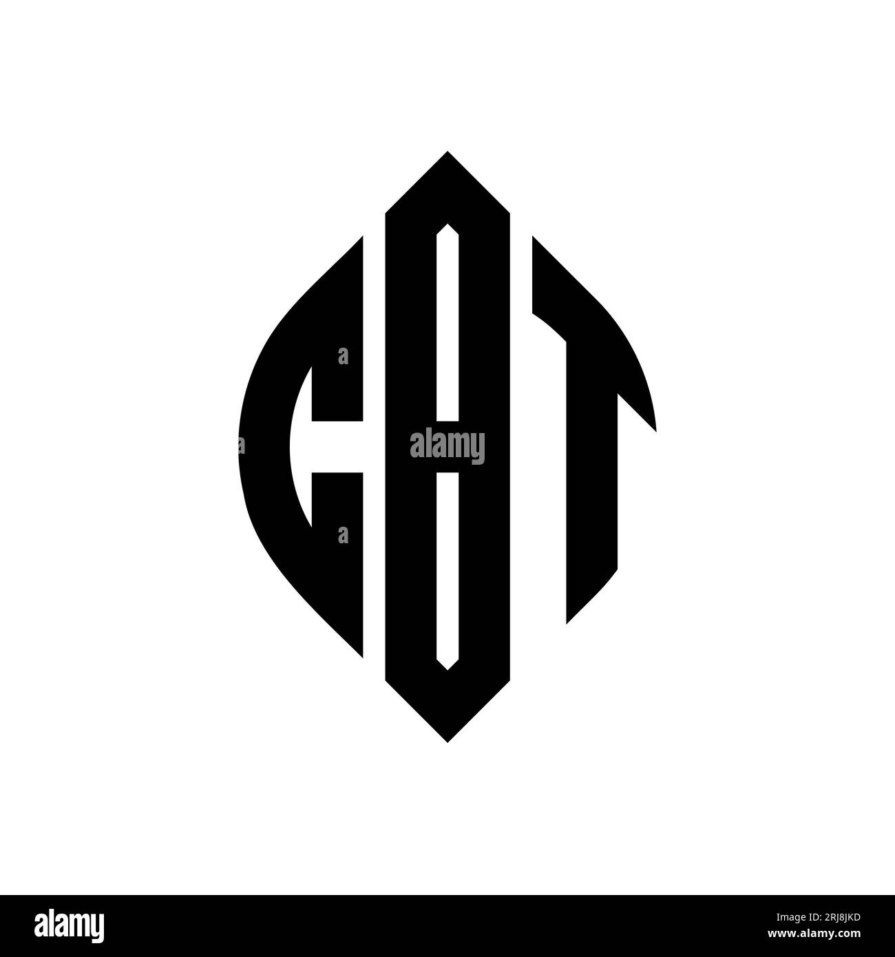 CBT-Logodesign mit kreisförmigem Buchstaben und Ellipsenform. CBT-Ellipsenbuchstaben im typografischen Stil. Die drei Initialen bilden ein kreisförmiges Logo. CBT CI Stock Vektor