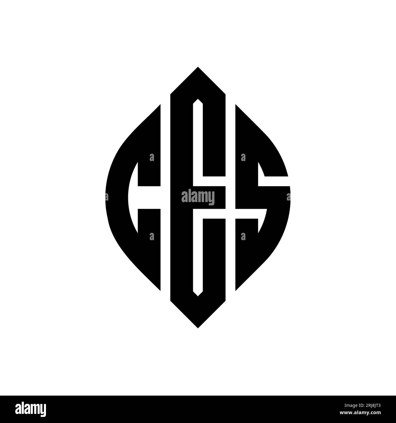 CES kreisförmiges Logo mit Kreis- und Ellipsenform. CES-Ellipsenbuchstaben im typografischen Stil. Die drei Initialen bilden ein kreisförmiges Logo. CES CI Stock Vektor