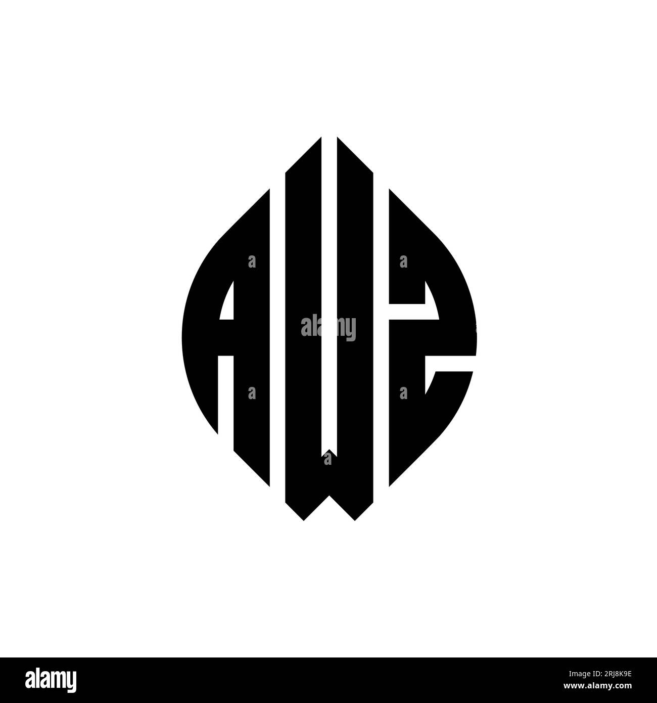 AWZ-Logodesign mit kreisförmigem Buchstaben und Ellipsenform. AWZ-Ellipsenbuchstaben im typografischen Stil. Die drei Initialen bilden ein kreisförmiges Logo. AWZ CI Stock Vektor