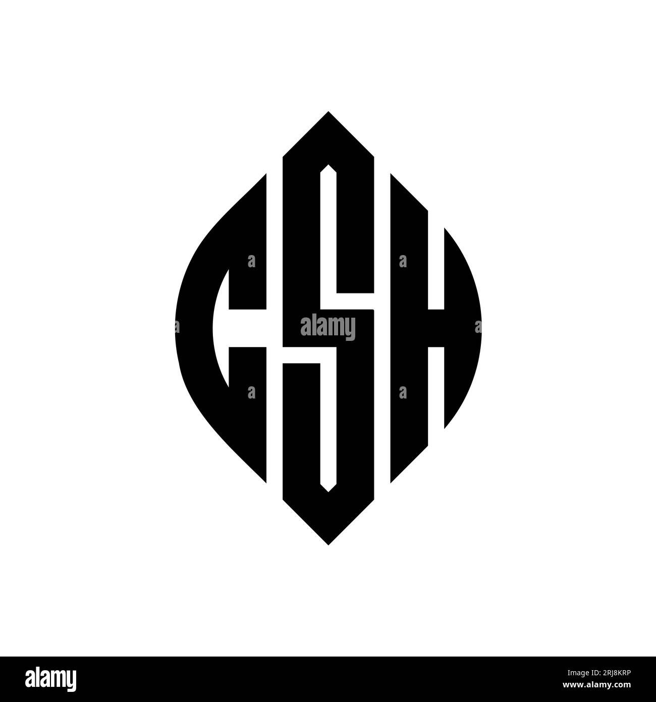 CSH Circle Letter Logo mit Kreis- und Ellipsenform. Ellipsenförmige Buchstaben im typografischen Stil. Die drei Initialen bilden ein kreisförmiges Logo. CSH CI Stock Vektor