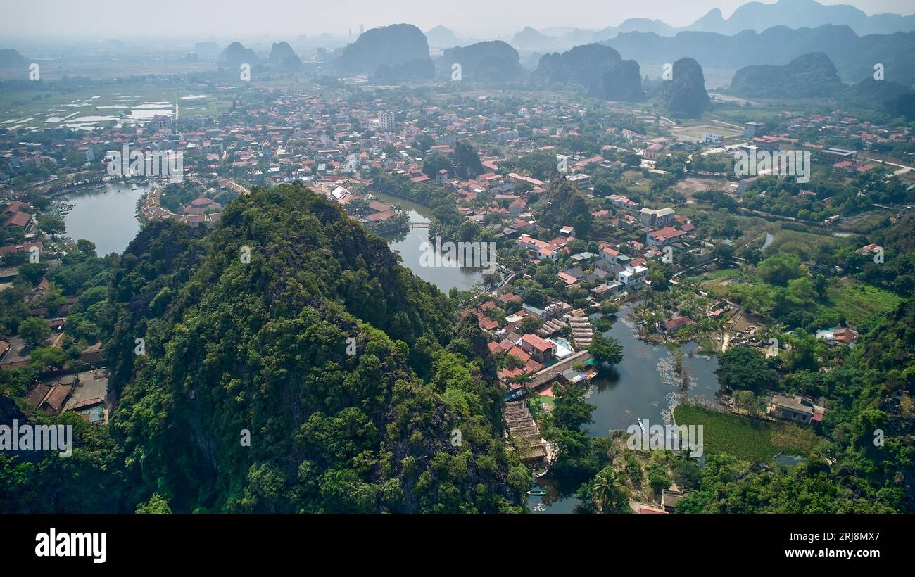 Luftaufnahme für Ninh Binh Tam Coc Vietnam Stockfoto