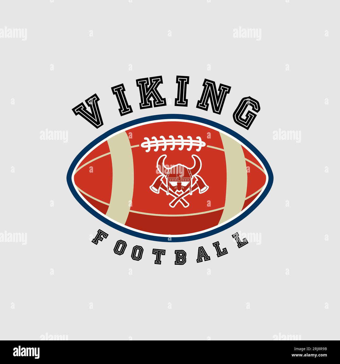 Viking Rugby Logo, American Football Ball Mit Viking Ax Vector Symbol Stock Vektor