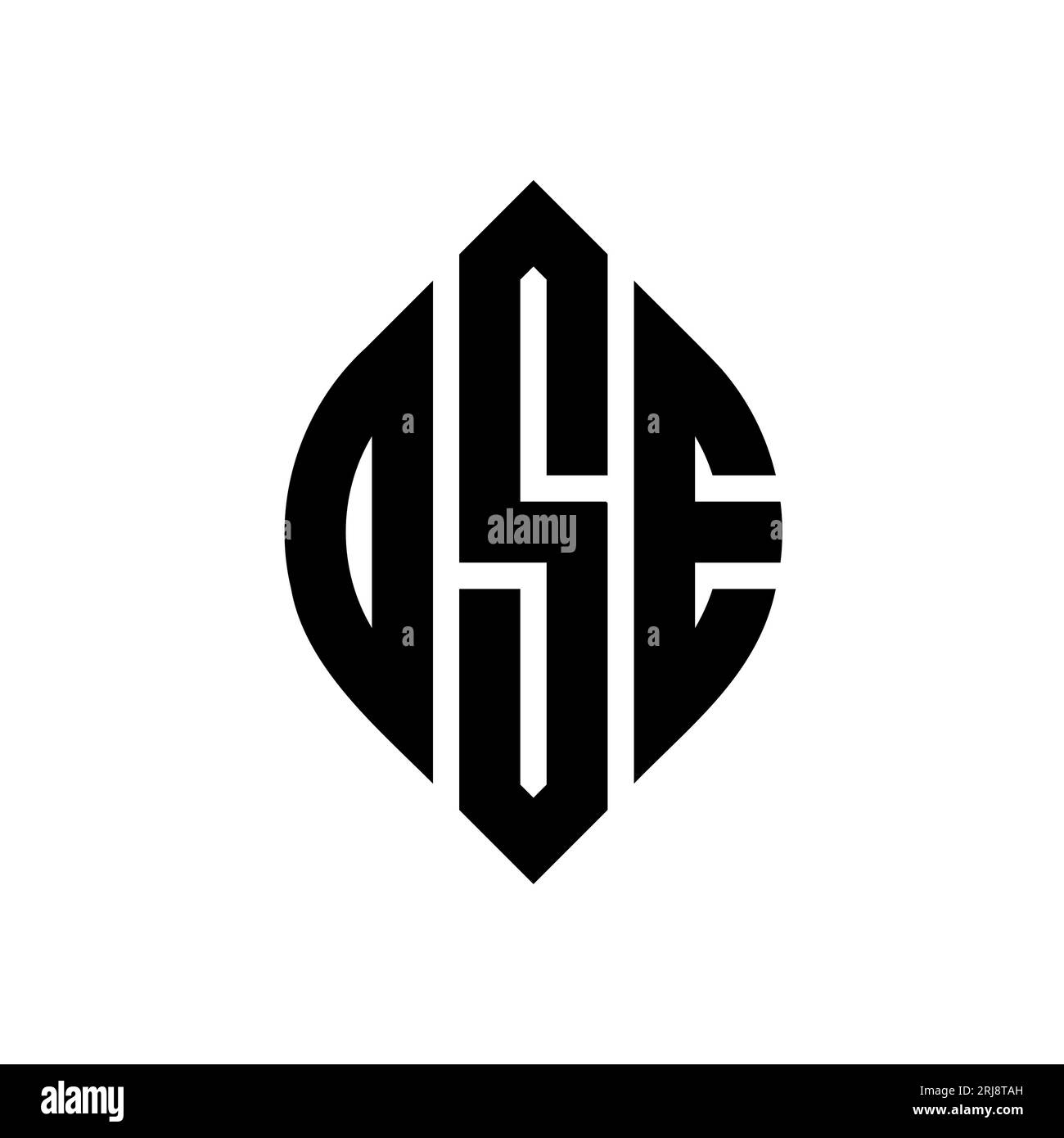 DSE-Logo mit kreisförmigem Buchstaben und Ellipsenform. DSE-Ellipsenbuchstaben im typografischen Stil. Die drei Initialen bilden ein kreisförmiges Logo. DSE-CI Stock Vektor