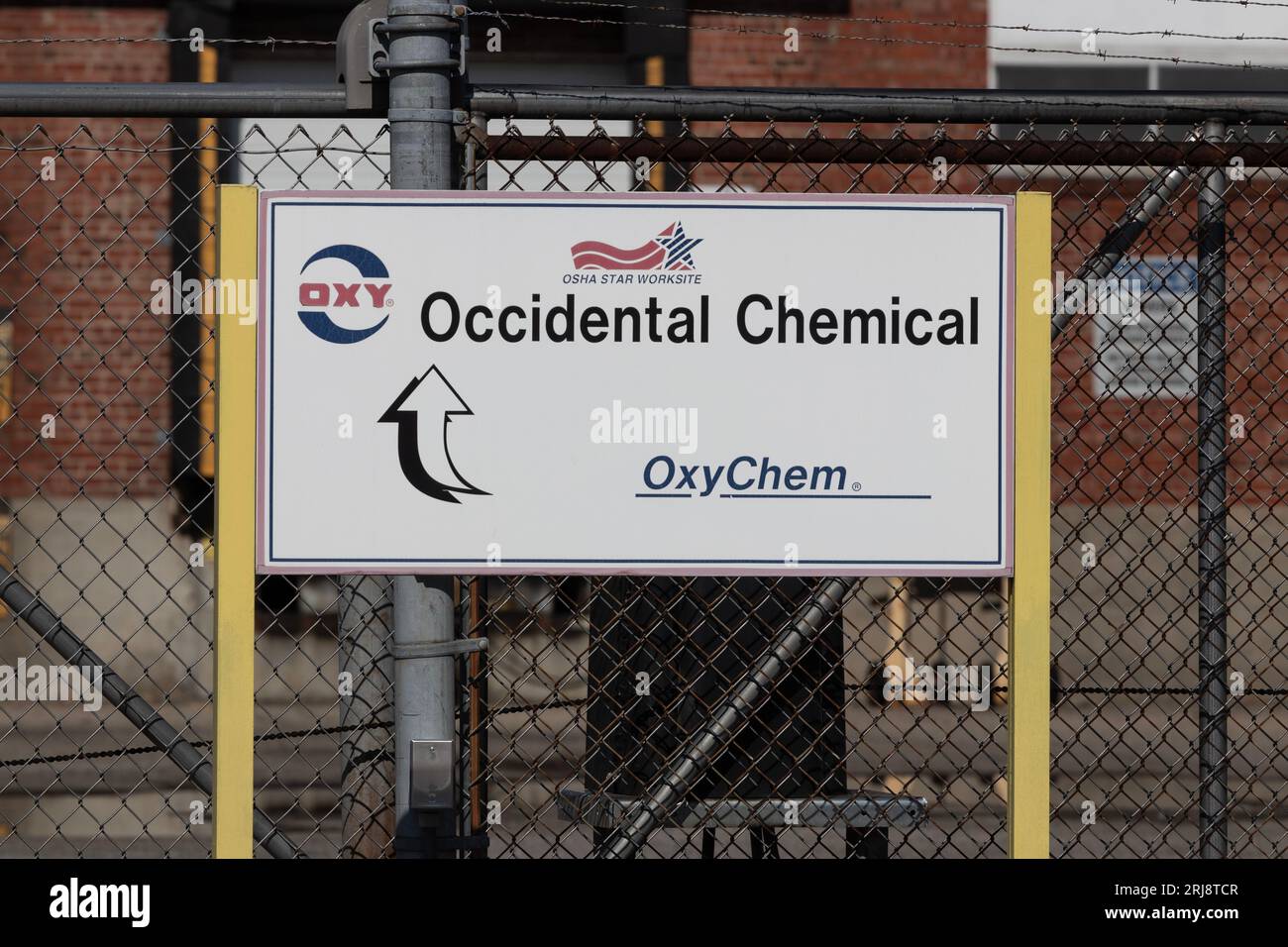 Cincinnati - 20. August 2023: Werk der Occidental Chemical Corporation. Occidental Chemical stellt Chemikalien einschließlich Natriumsilikat her. Stockfoto