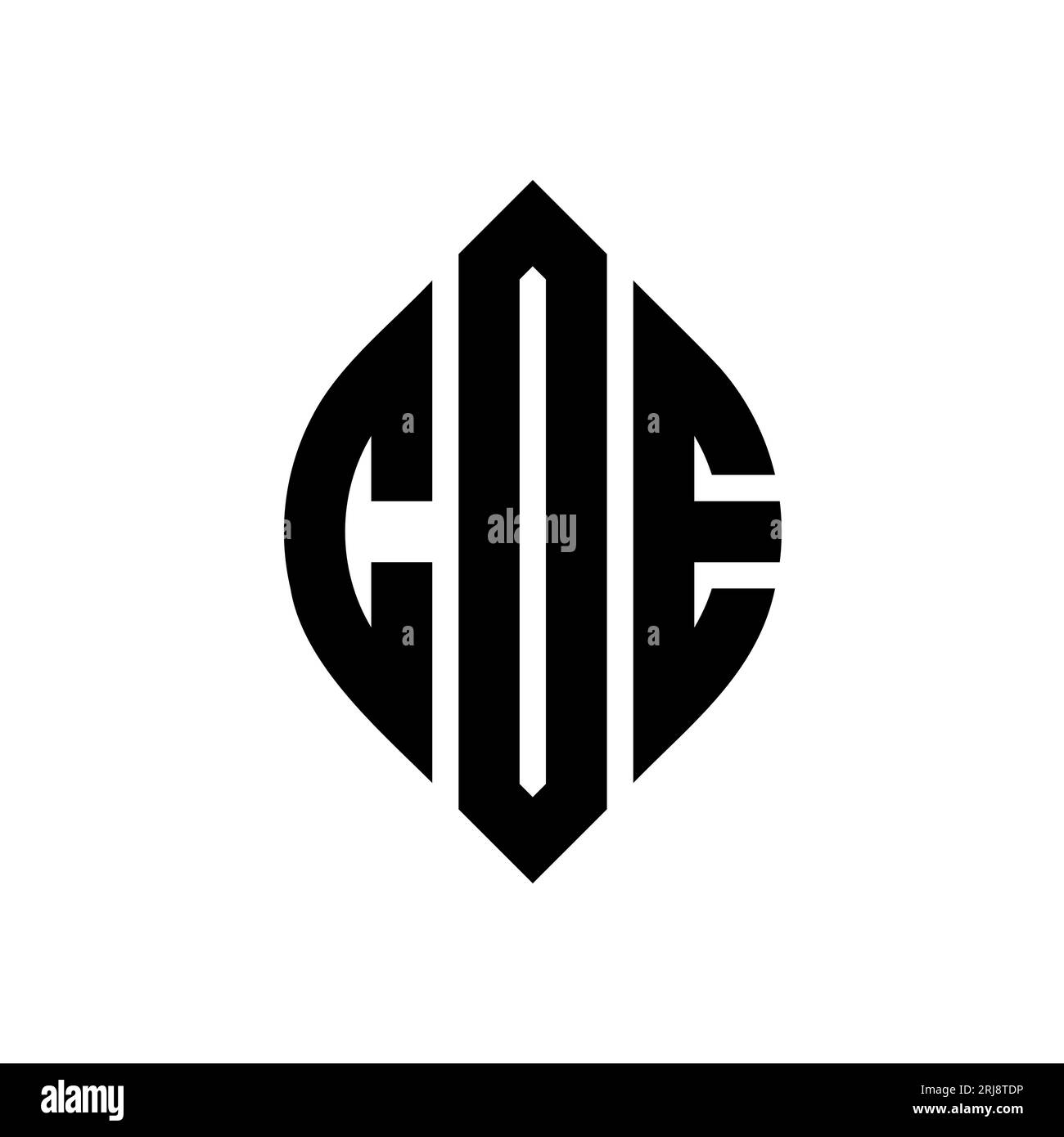 COE-Logodesign mit kreisförmigem Buchstaben und Ellipsenform. COE-Ellipsenbuchstaben im typografischen Stil. Die drei Initialen bilden ein kreisförmiges Logo. COE CI Stock Vektor
