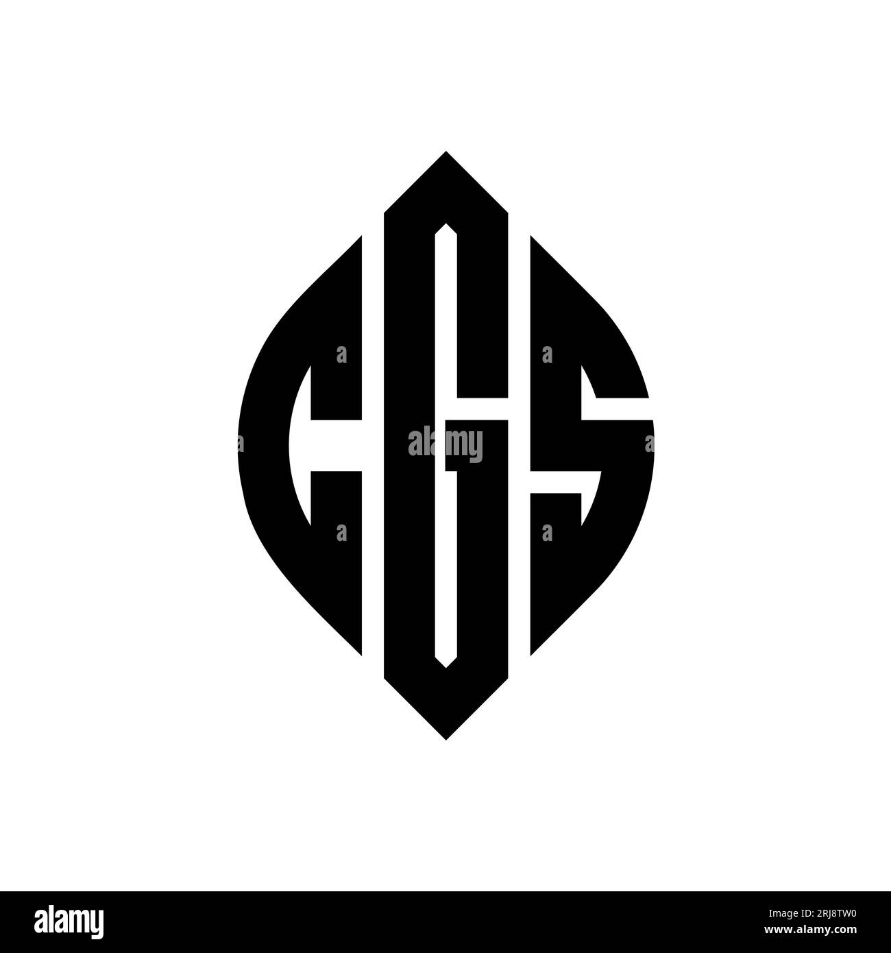 CGS kreisförmiges Logo mit Kreis- und Ellipsenform. CGS-Ellipsenbuchstaben im typografischen Stil. Die drei Initialen bilden ein kreisförmiges Logo. CGS CI Stock Vektor