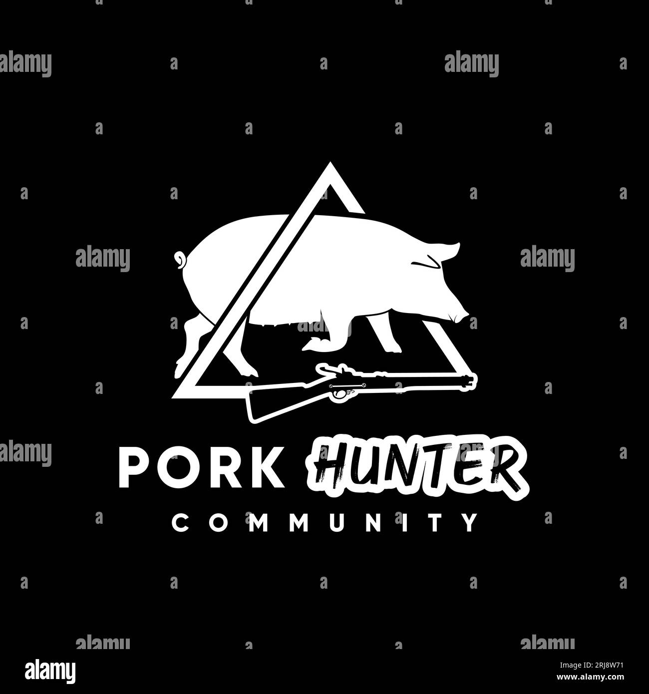 Wildschweinschwein Und Gewehr Für Das Jungle Hunter Logo. Pig Hunt Logo Design Inspiration Vektor Stock Vektor