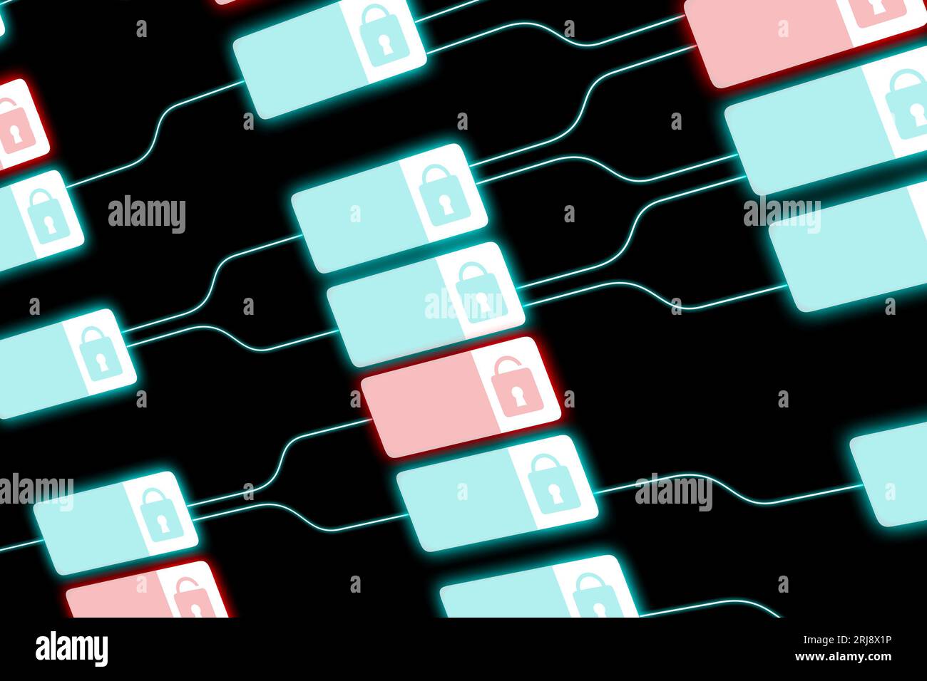 Abbildung: Digitales Verschlüsselungsnetzwerk Stockfoto