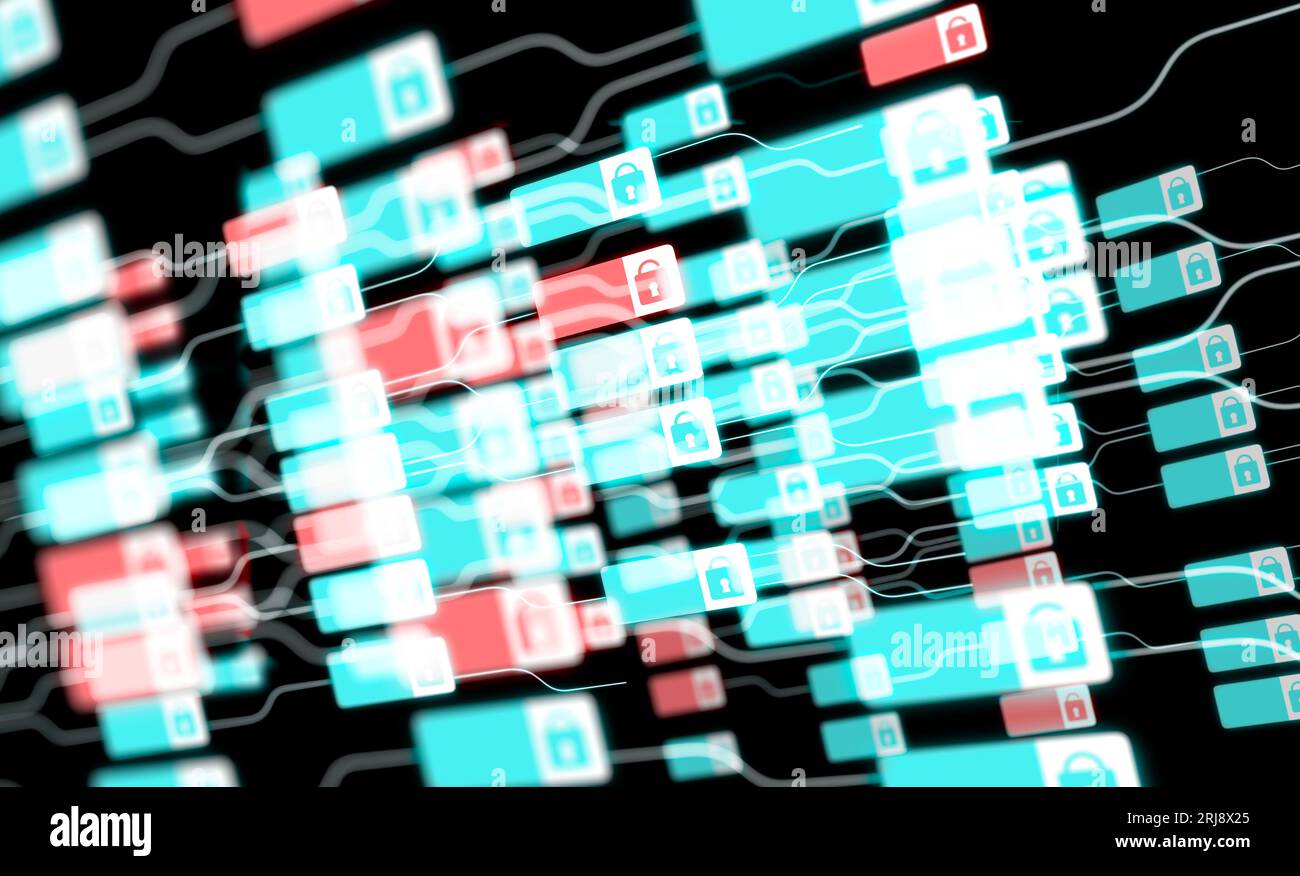 Abbildung: Digitales Verschlüsselungsnetzwerk Stockfoto