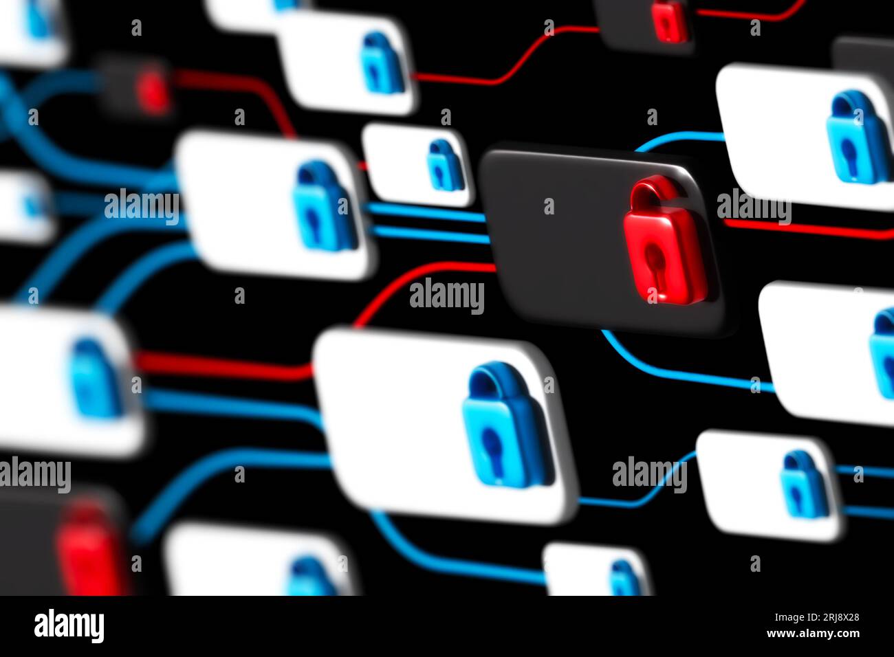 Verschlüsselungsnetzwerk, sichere Blockchain, digitale Signatur, Cybersicherheitskonzept Stockfoto
