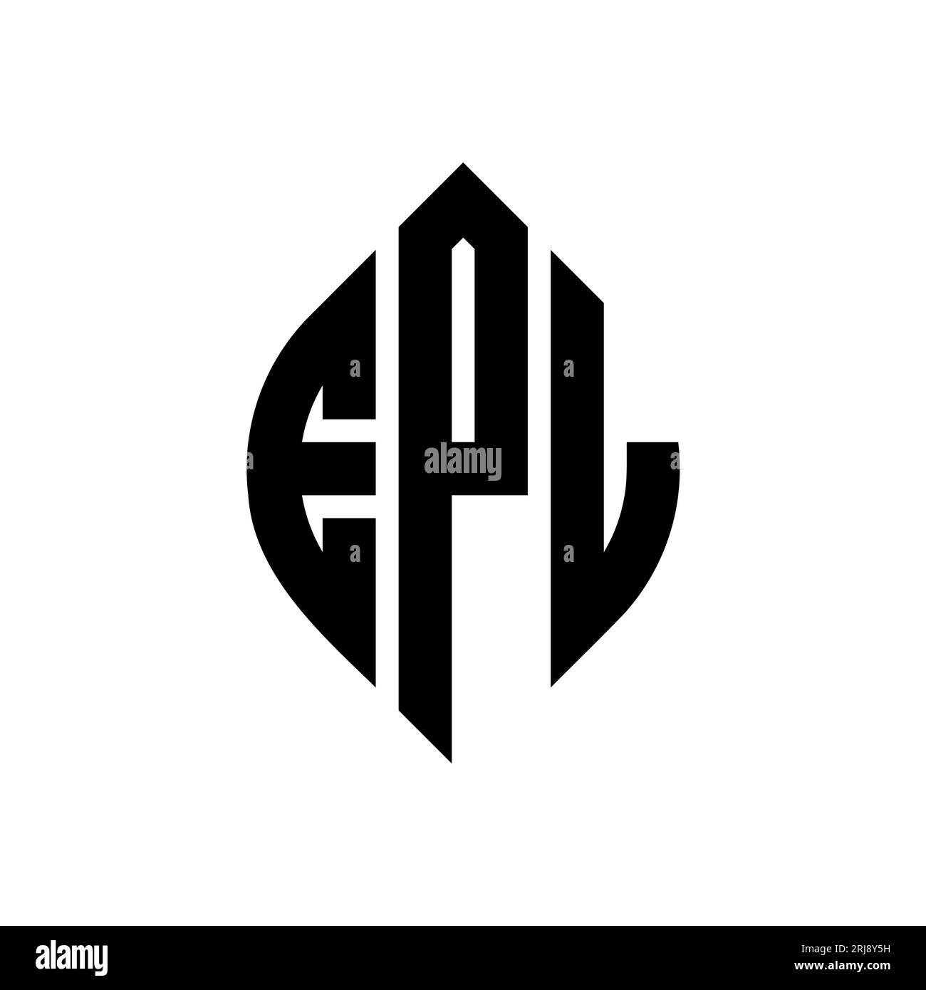 EPL-Logodesign mit kreisförmigem Buchstaben und Ellipsenform. EPL-Ellipsenbuchstaben im typografischen Stil. Die drei Initialen bilden ein kreisförmiges Logo. EPL-CI Stock Vektor