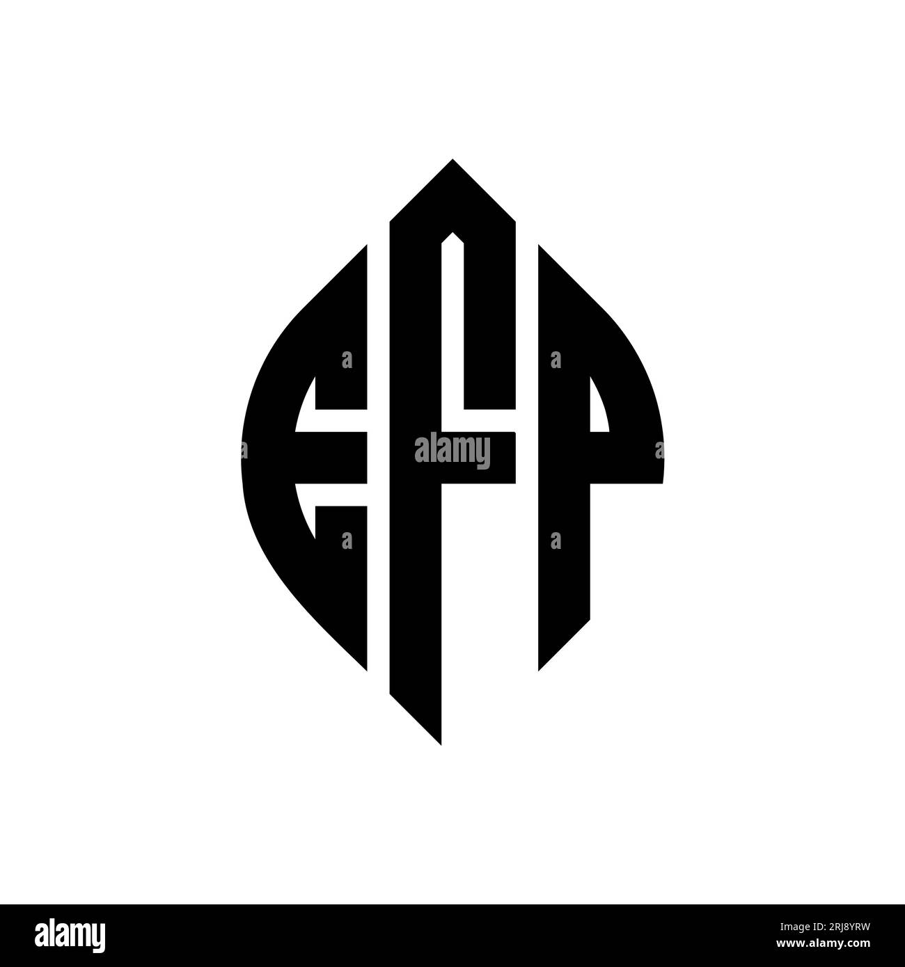 EFP-Logodesign mit kreisförmigem Buchstaben und Ellipsenform. EFP-Ellipsenbuchstaben im typografischen Stil. Die drei Initialen bilden ein kreisförmiges Logo. EFP CI Stock Vektor