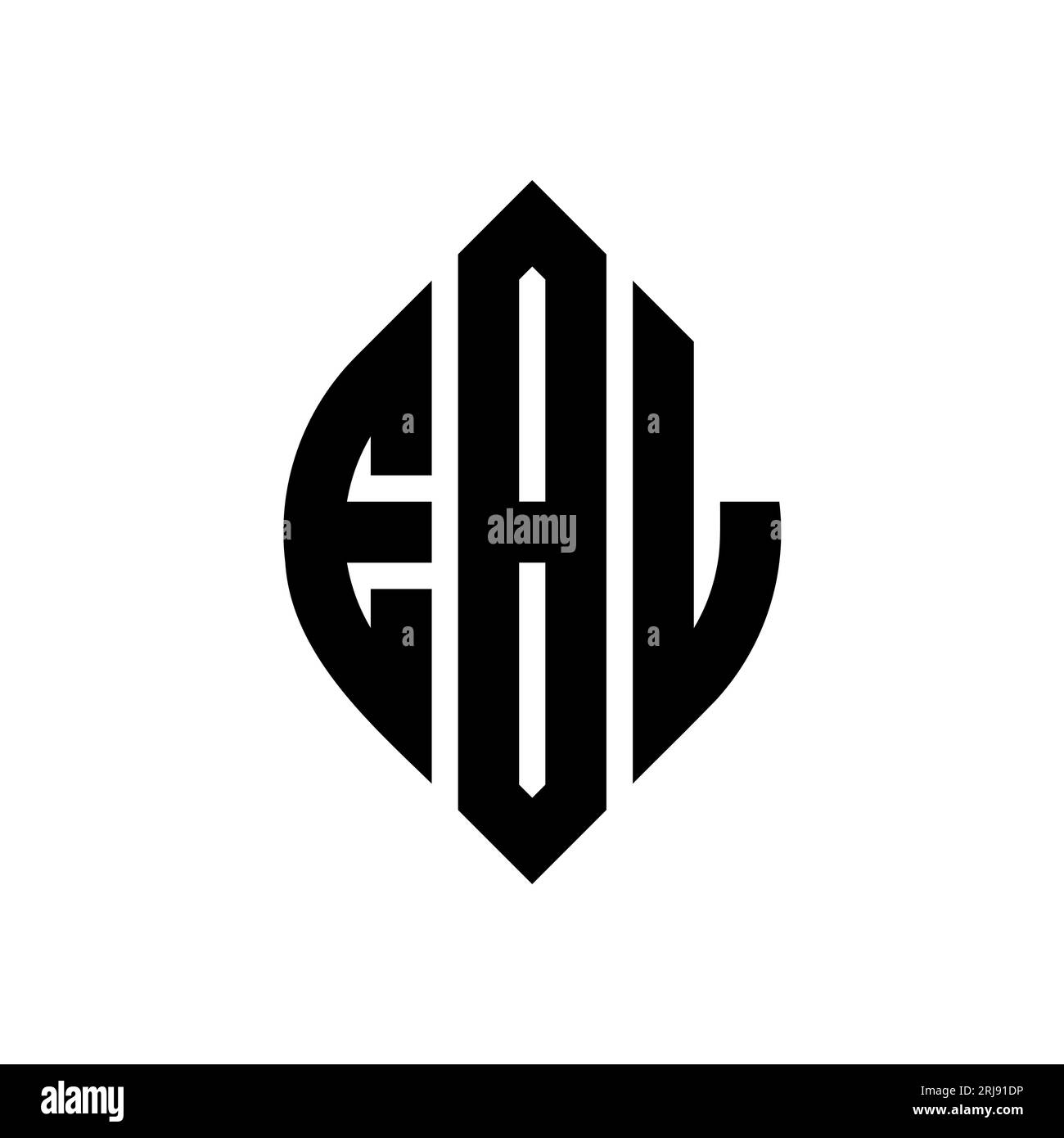 EBL-Logo mit kreisförmigem Buchstaben und Ellipsenform. EBL-Ellipsenbuchstaben im typografischen Stil. Die drei Initialen bilden ein kreisförmiges Logo. EBL CI Stock Vektor