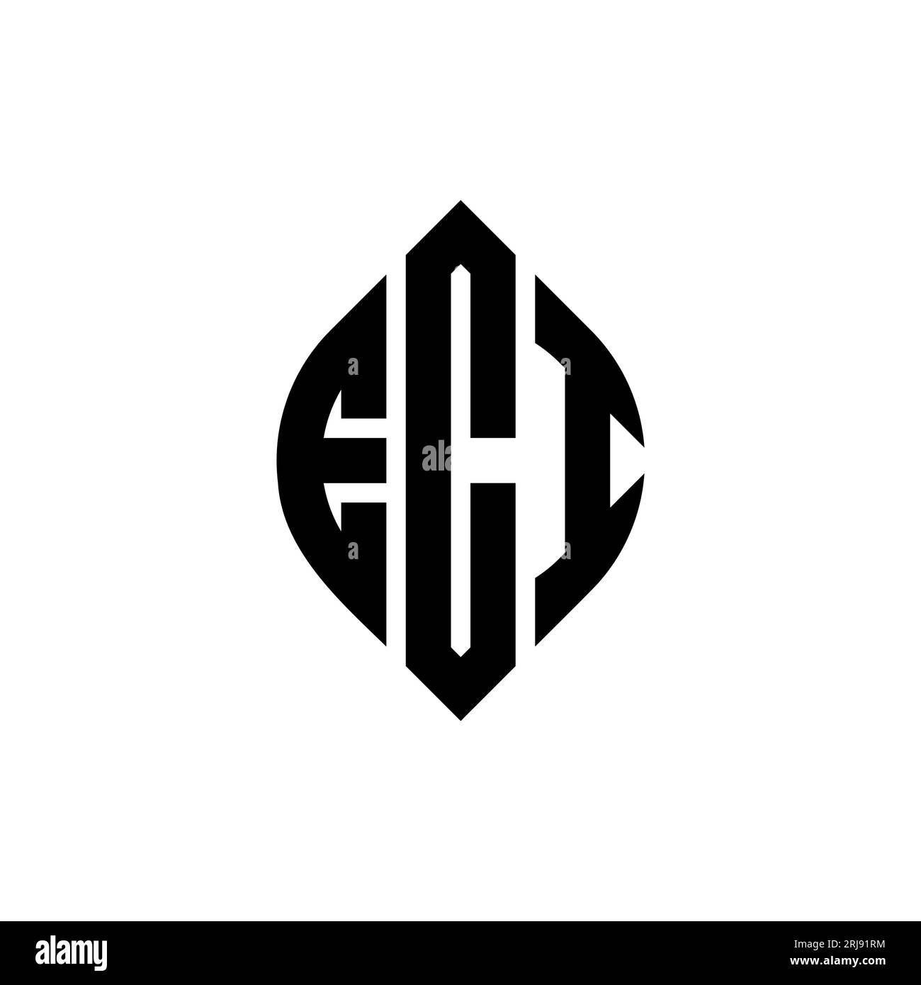 ECI-Logodesign mit kreisförmigem Buchstaben und Ellipsenform. ECI-Ellipsenbuchstaben im typografischen Stil. Die drei Initialen bilden ein kreisförmiges Logo. ECI-CI Stock Vektor