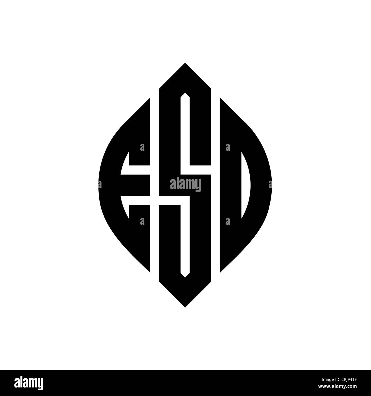 ESD-Logodesign mit kreisförmigem Buchstaben und Ellipsenform. ESD-Ellipsenbuchstaben im typografischen Stil. Die drei Initialen bilden ein kreisförmiges Logo. ESD-CI Stock Vektor