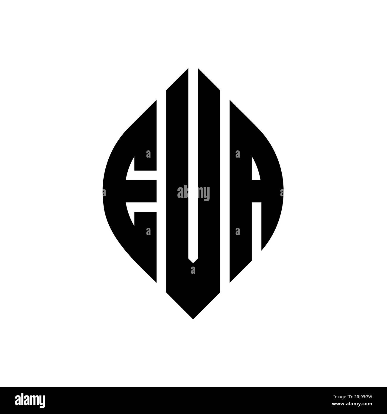EVA Circle Letter Logo mit Kreis- und Ellipsenform. EVA-Ellipsenbuchstaben im typografischen Stil. Die drei Initialen bilden ein kreisförmiges Logo. EVA CI Stock Vektor
