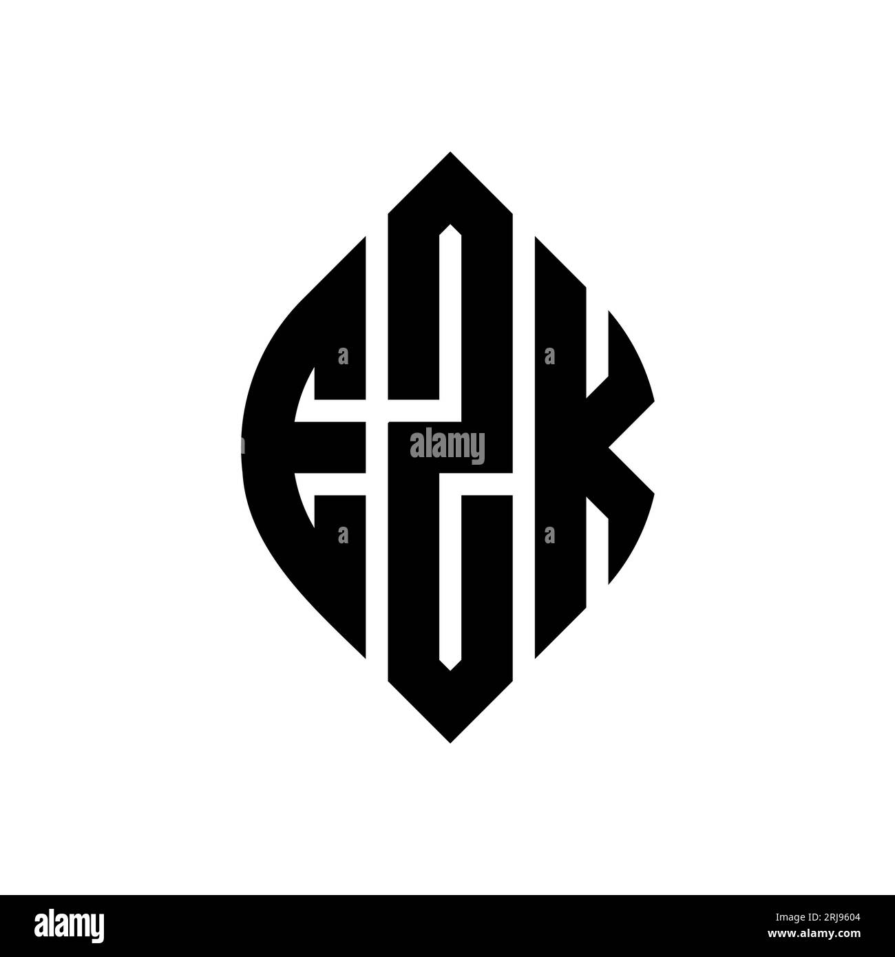 EZK kreisförmiges Logo mit Kreis- und Ellipsenform. EZK-Ellipsenbuchstaben im typografischen Stil. Die drei Initialen bilden ein kreisförmiges Logo. EZK CI Stock Vektor