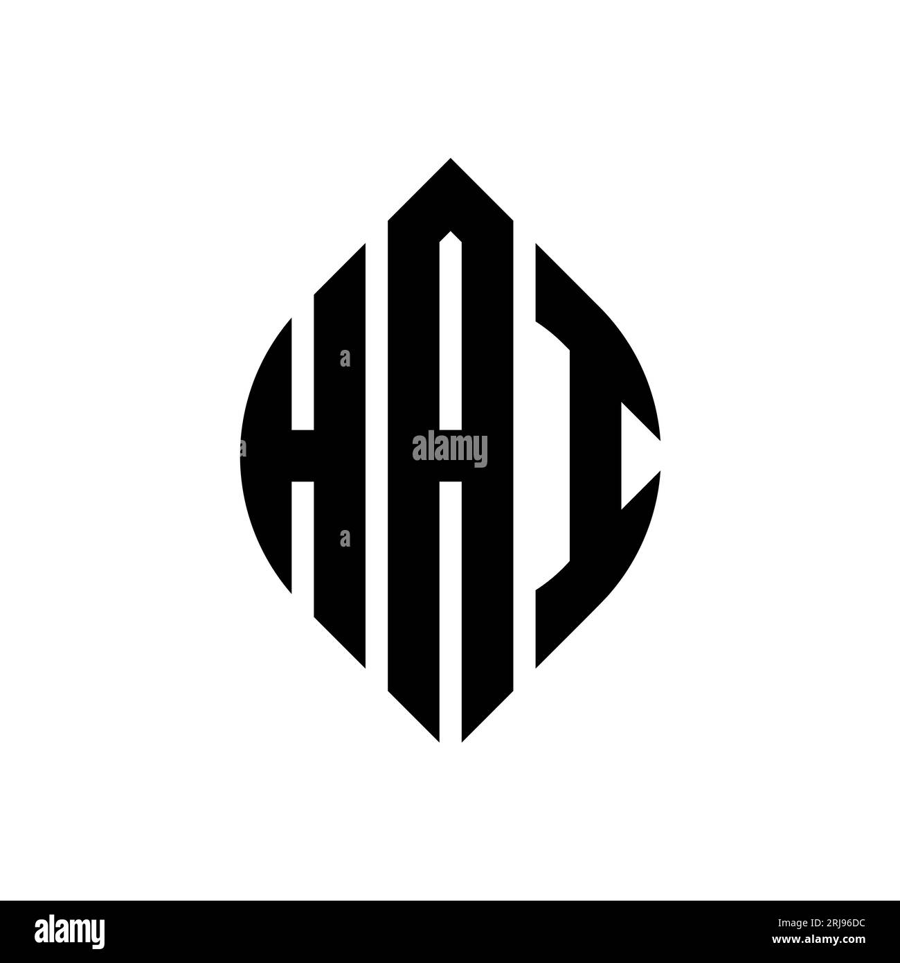 HAI Circle Letter Logo mit Kreis- und Ellipsenform. HAI-Ellipsenbuchstaben im typografischen Stil. Die drei Initialen bilden ein kreisförmiges Logo. HAI CI Stock Vektor
