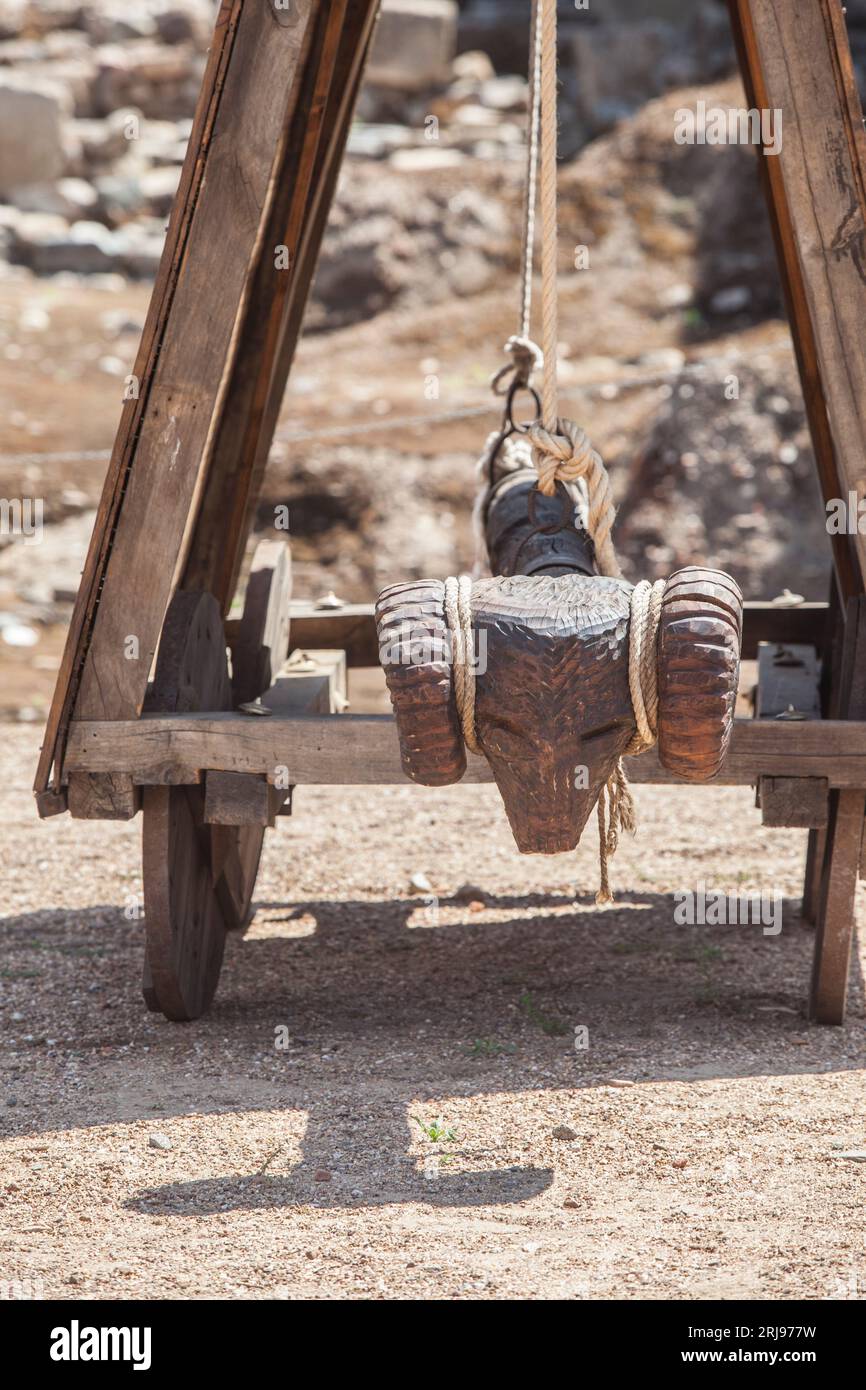 Replica Rammbock. Fahrbare Belagerung Maschine in römischen Zeiten verwendet Stockfoto