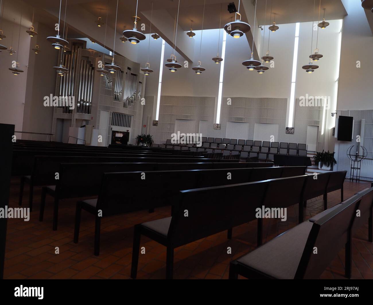 Das Innere der Olari-Kirche, Espoo Finnland Stockfoto