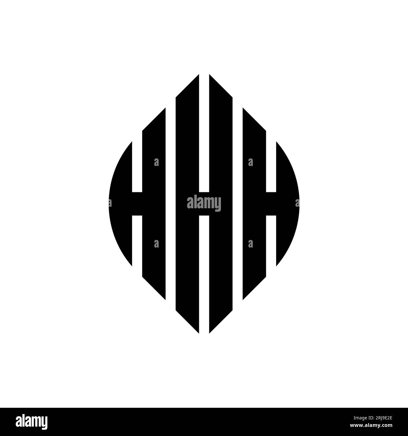 HHH kreisförmiges Logo mit Kreis- und Ellipsenform. HHH-Ellipsenbuchstaben im typografischen Stil. Die drei Initialen bilden ein kreisförmiges Logo. HHH CI Stock Vektor