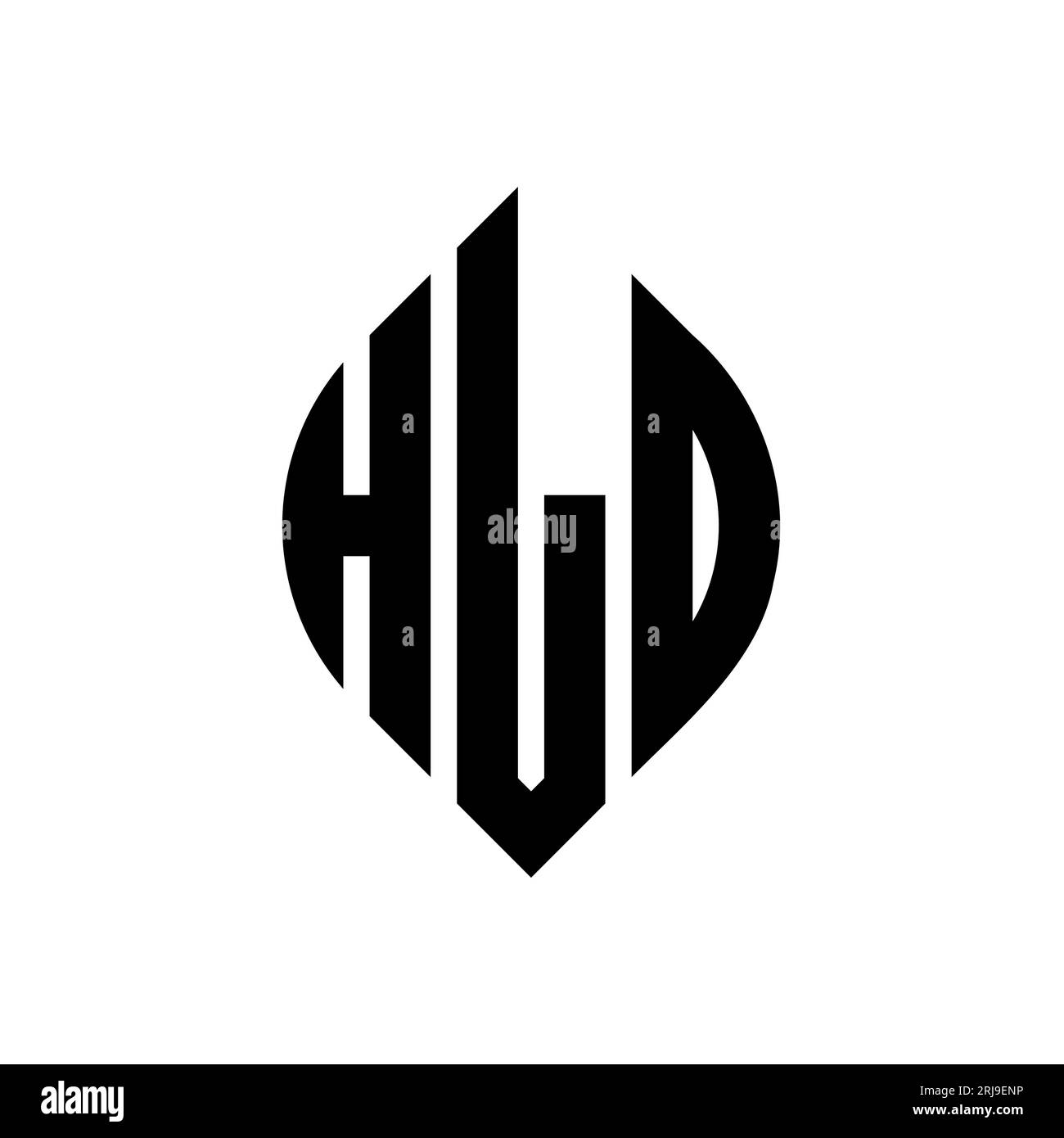 HLD-Logodesign mit kreisförmigem Buchstaben und Ellipsenform. HLD-Ellipsenbuchstaben im typografischen Stil. Die drei Initialen bilden ein kreisförmiges Logo. HLD CI Stock Vektor